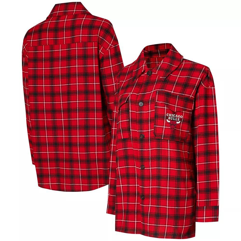 Womens College Concepts /Black Chicago Bulls Boyfriend Button-Up Nightshirt Product Image