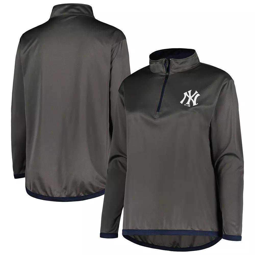 Women's Profile Charcoal New York Yankees Plus Size Quarter-Zip Jacket, Size: 4XL Product Image