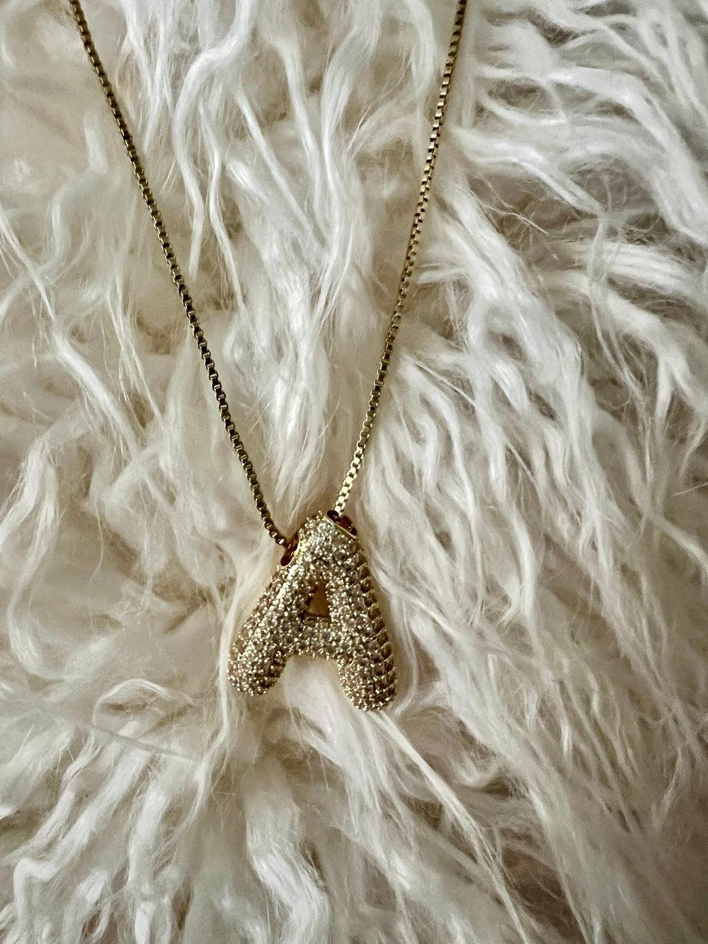 Rhinestone Bubble Letter Necklace Product Image
