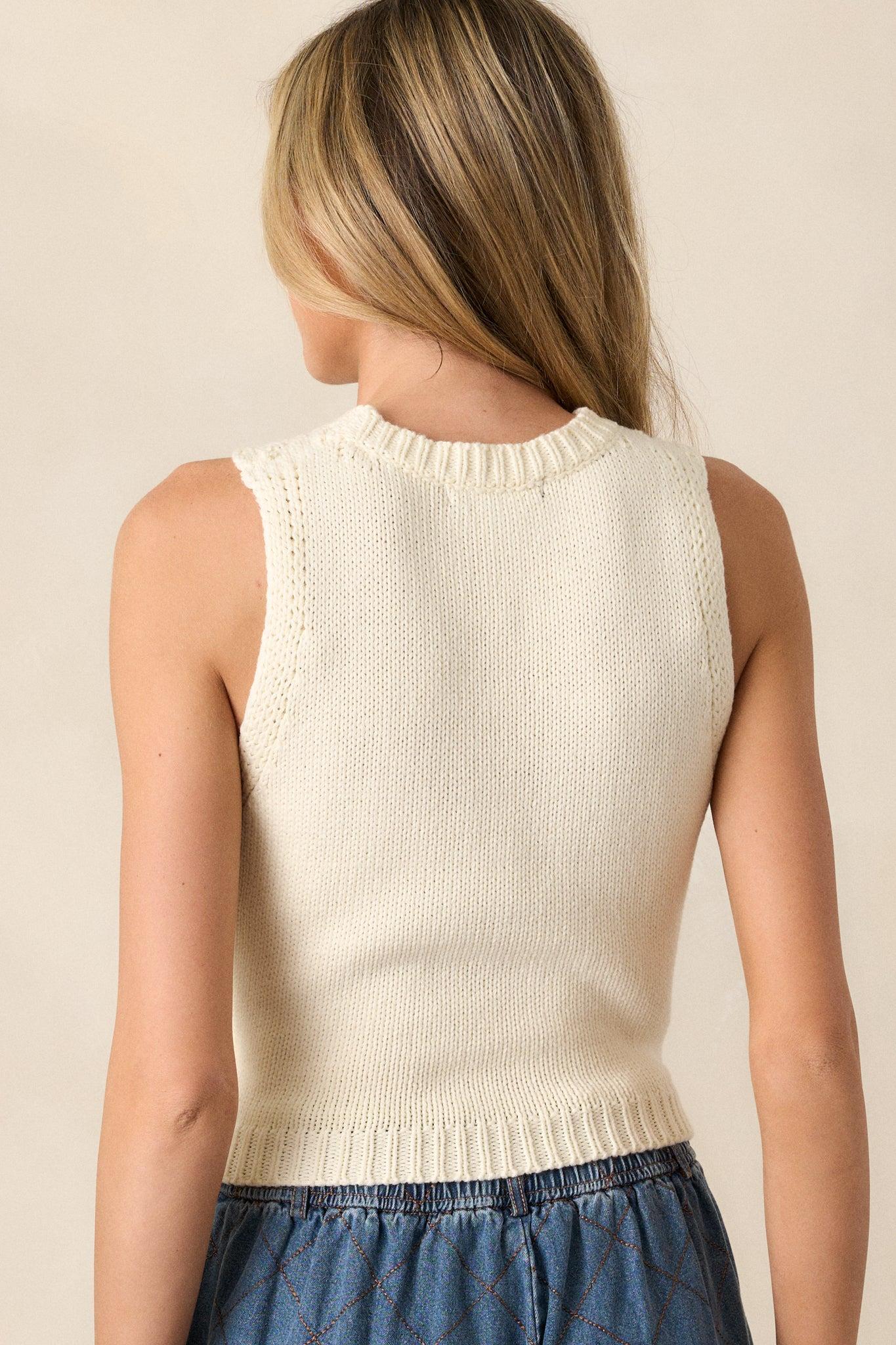 One Time Ivory Knit Sweater Vest Product Image