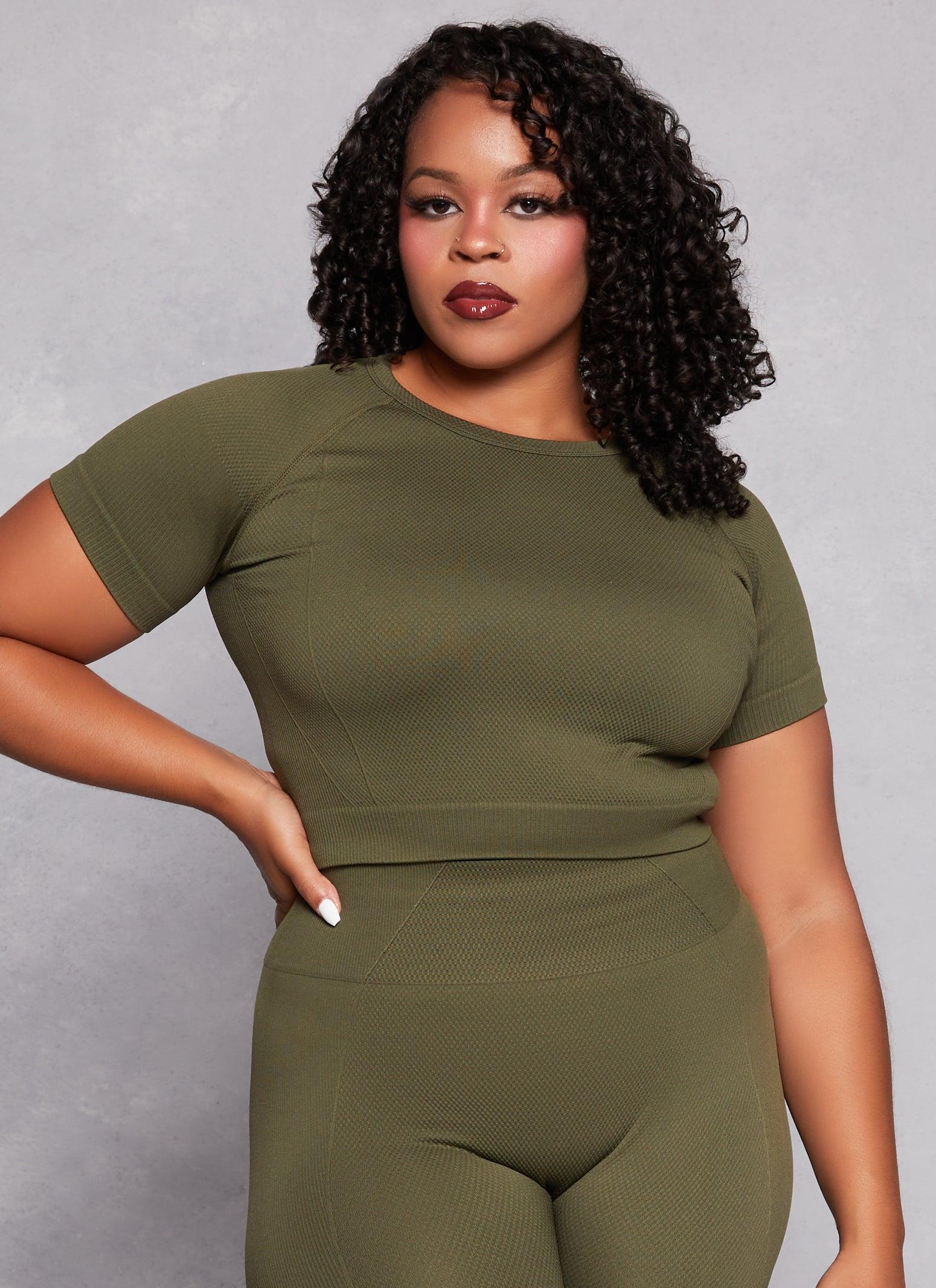 Womens Plus Size Textured Knit Cropped T Shirt Product Image