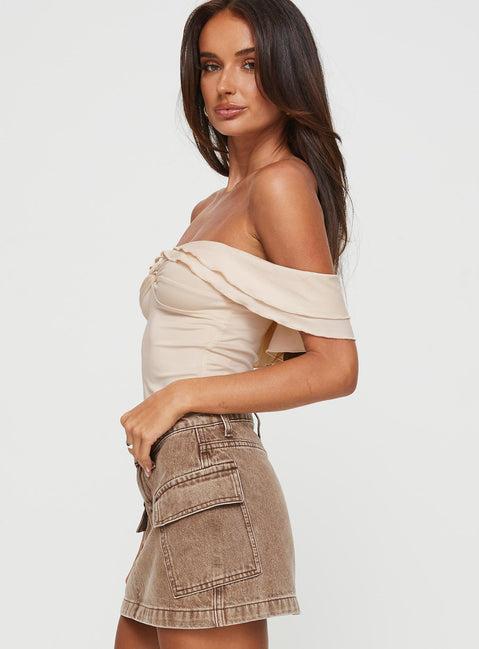 Flutter & Frills Top Beige Product Image