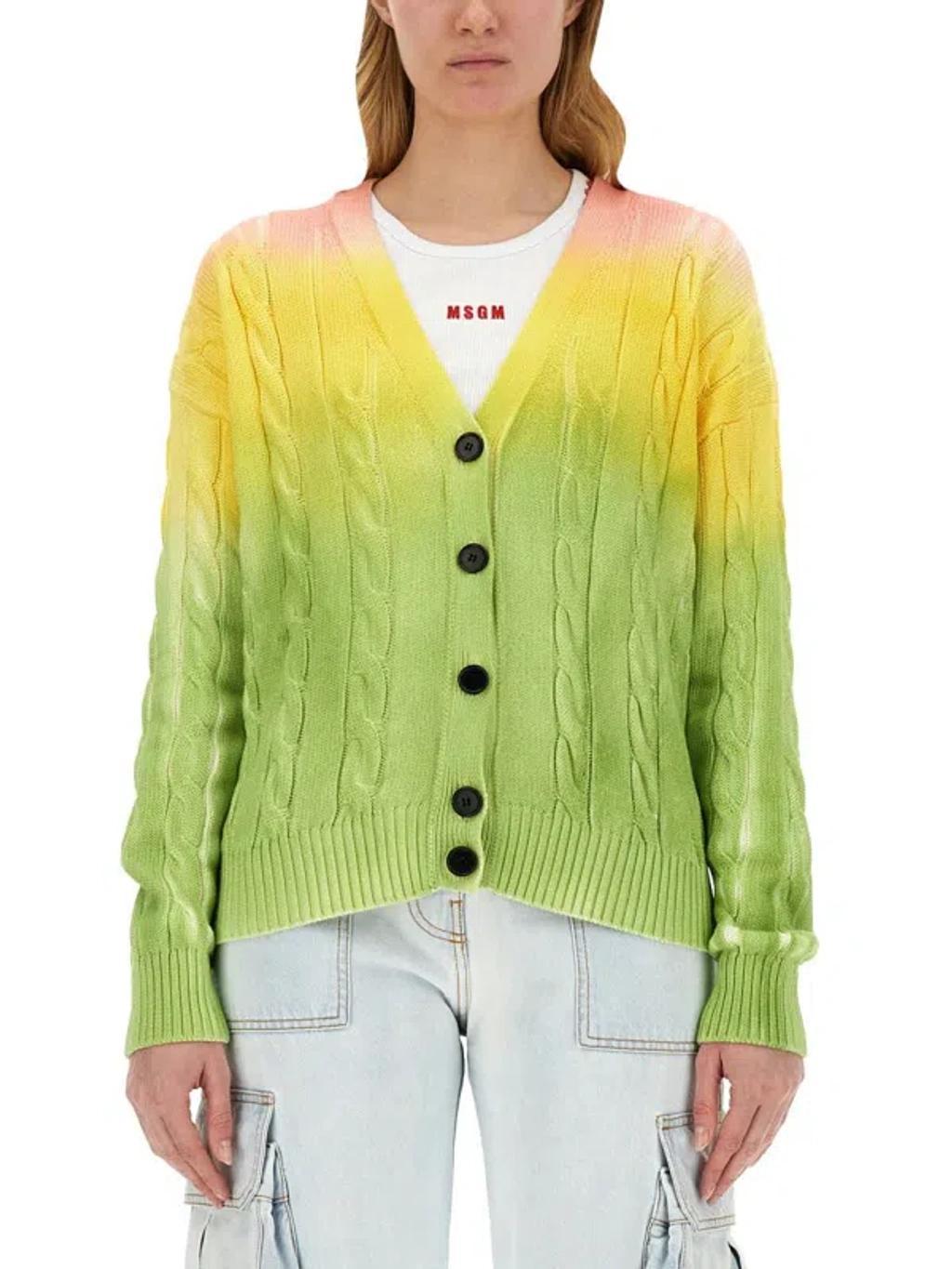 MSGM Cable-knit Cardigan In Multicolour Product Image