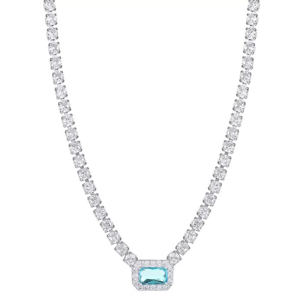 City Luxe Crystal Birthstone Tennis Necklace, Women's, Size: 18-20" ADJ, March Silver Tone Product Image