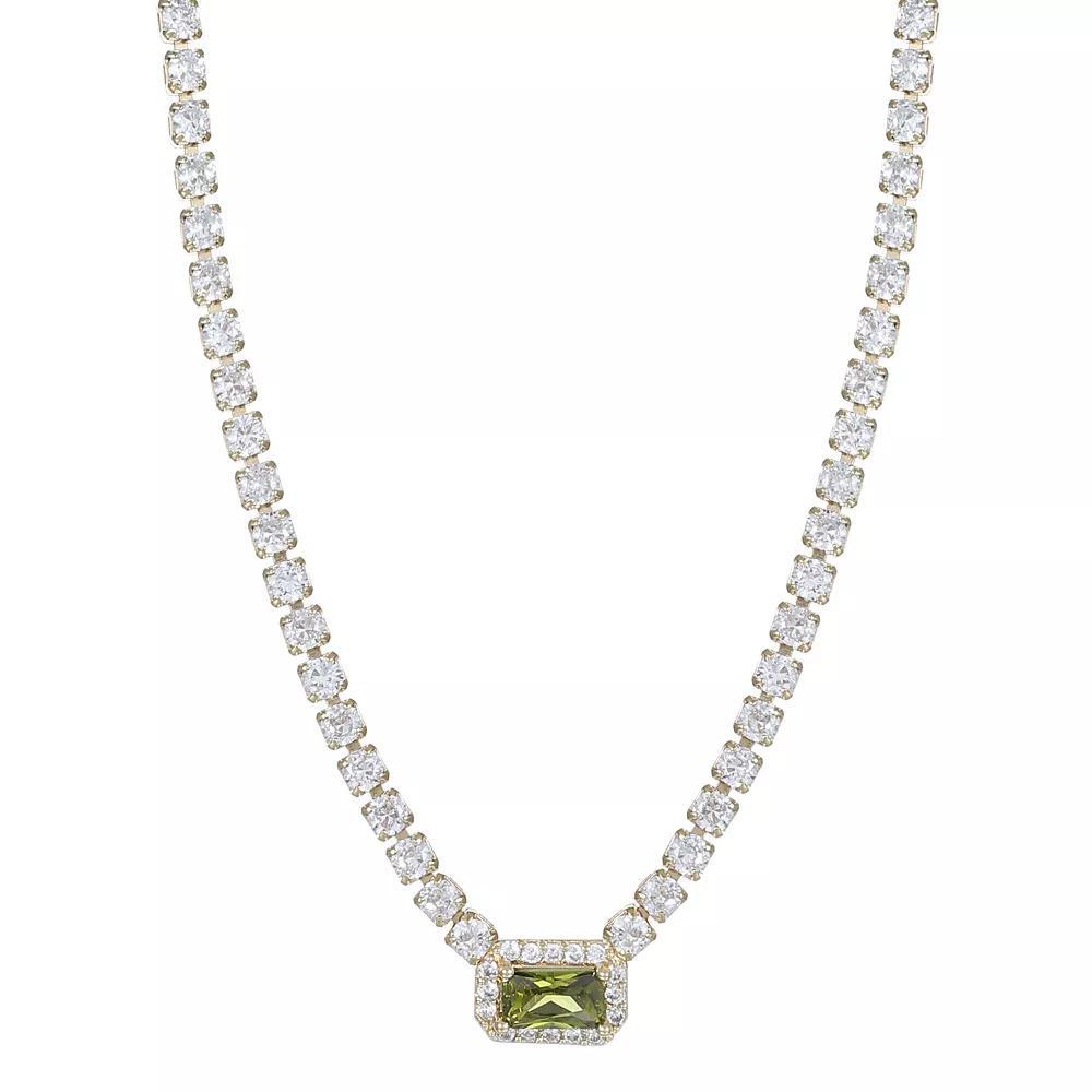City Luxe Crystal Birthstone Tennis Necklace, Women's, Size: 18-20" ADJ, October Gold Tone Product Image