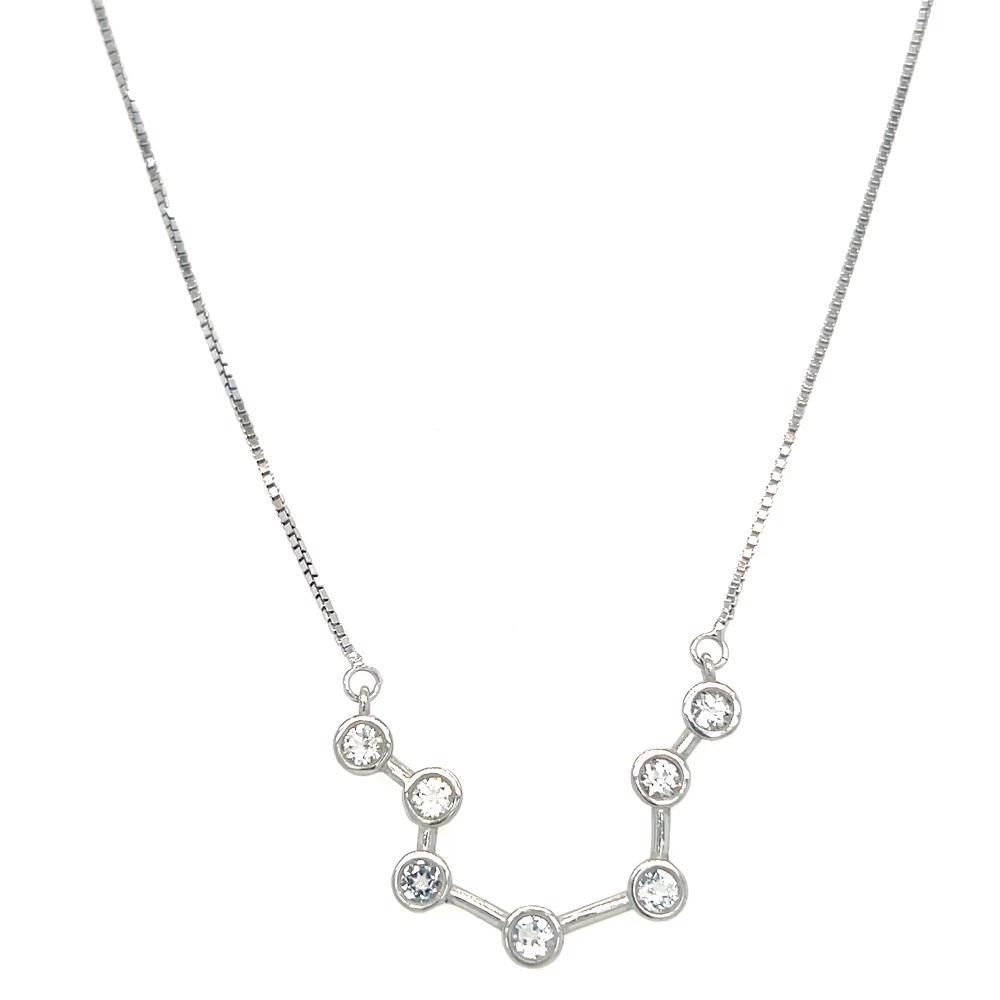 Meshmerise Sterling Silver White Topaz Zodiac Constellation Necklace, Women's, Size: 16-18" ADJ, Silver Tone Aquarius Product Image