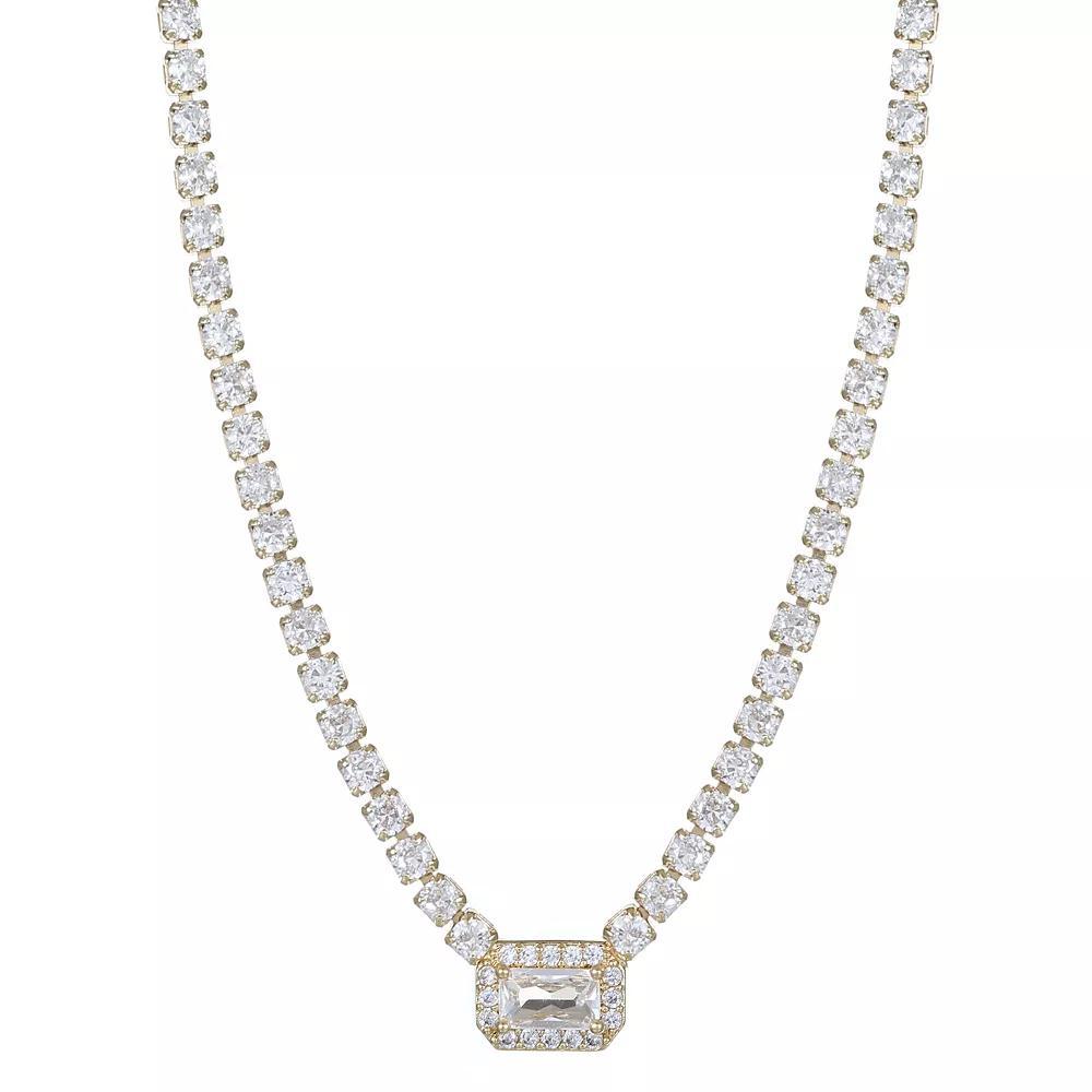 City Luxe Crystal Birthstone Tennis Necklace, Women's, Size: 18-20" ADJ, April Gold Tone Product Image