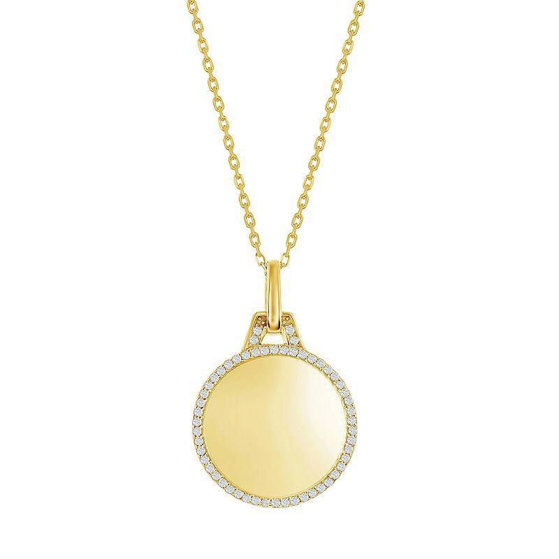 Argento Bella Sterling Silver Cubic Zirconia Polished Circle Pendant Necklace, Women's, Size: 16-18" ADJ, Gold Tone Product Image