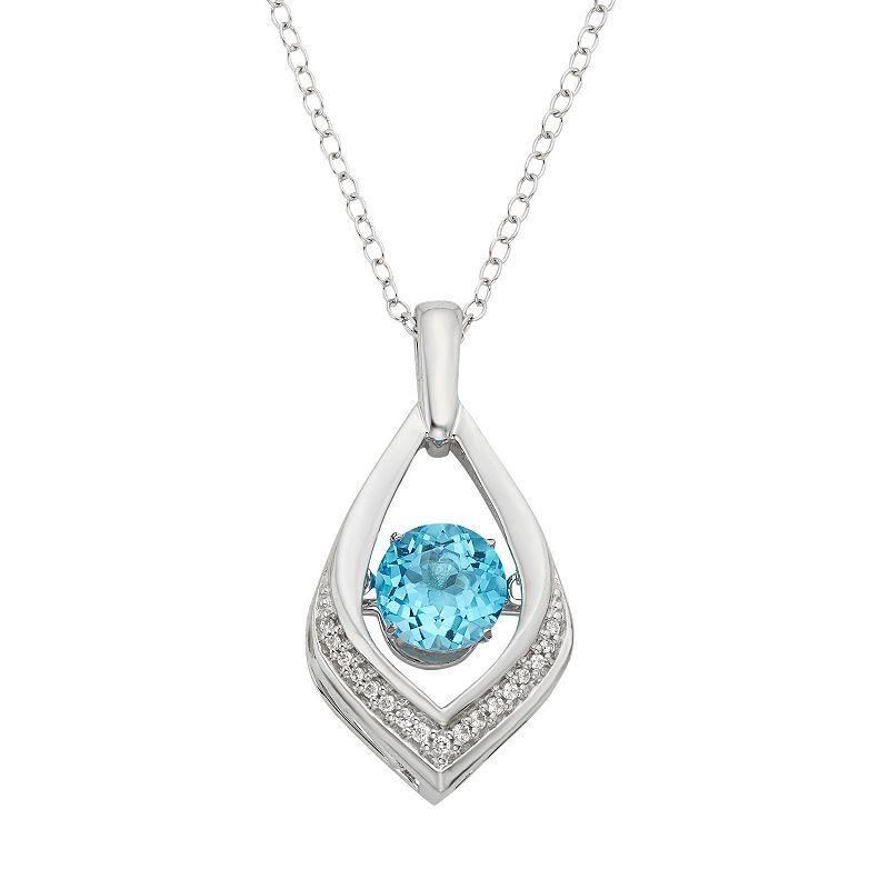 Blue Topaz & Diamond Accent Sterling Silver Pendant Necklace, Women's, Size: 16" Product Image
