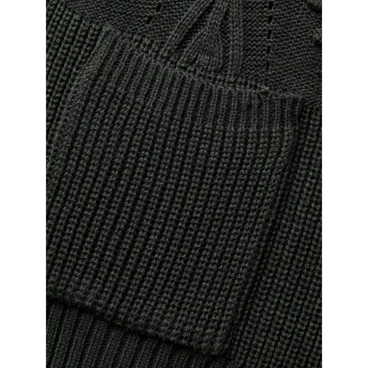 Plus Size Textured Lantern Sleeve Split Hem Cardigan DarkGreen Women Casual Loose Long Sleeve Everyday Cardigans BloomChic 10/M Product Image