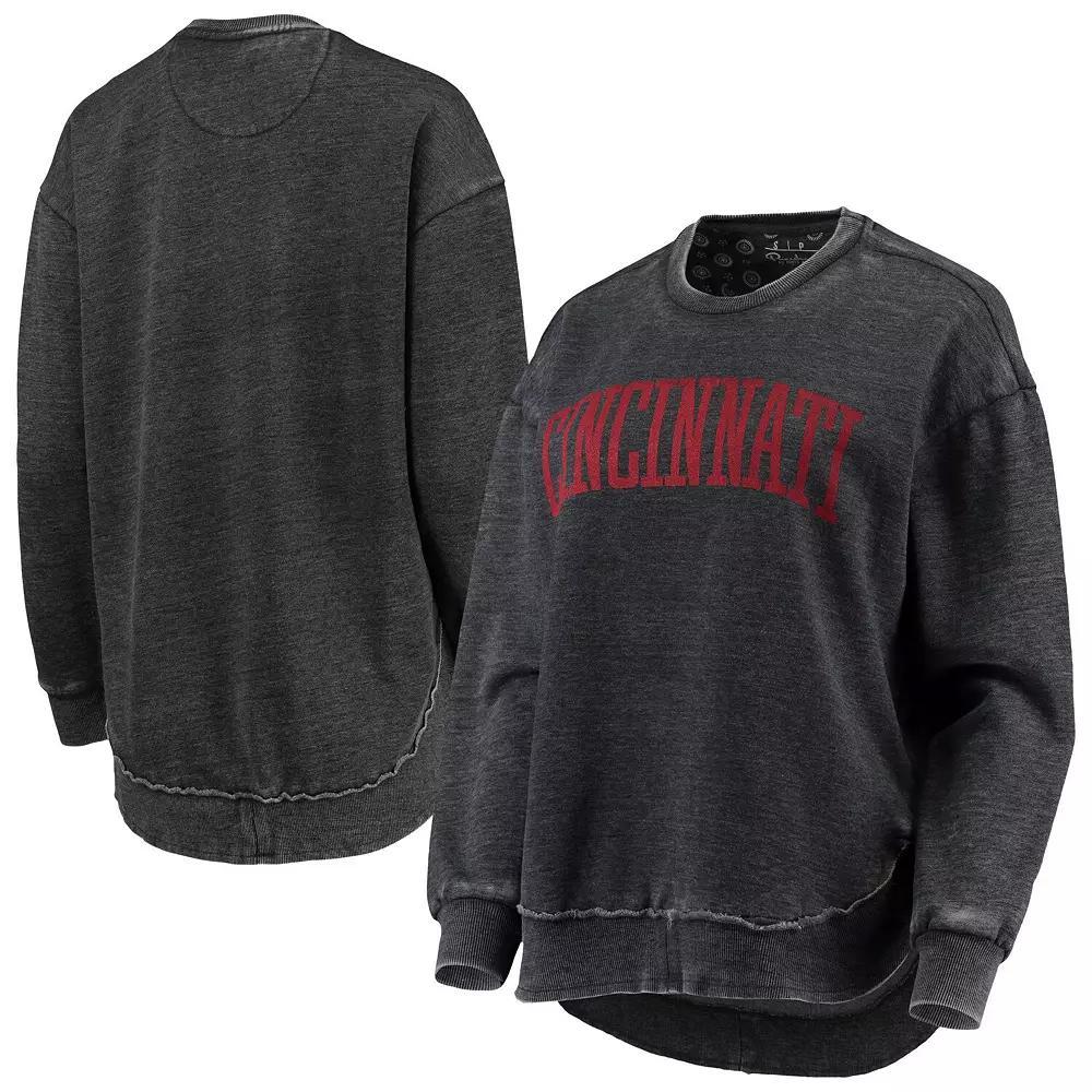 Women's Pressbox Black Cincinnati Bearcats Vintage Wash Pullover Sweatshirt, Size: Large Product Image