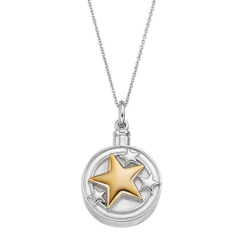 Sentimental Expressions Two Tone Sterling Silver Star Rememberance Ash Holder Necklace, Women's, Size: 18", Grey Product Image