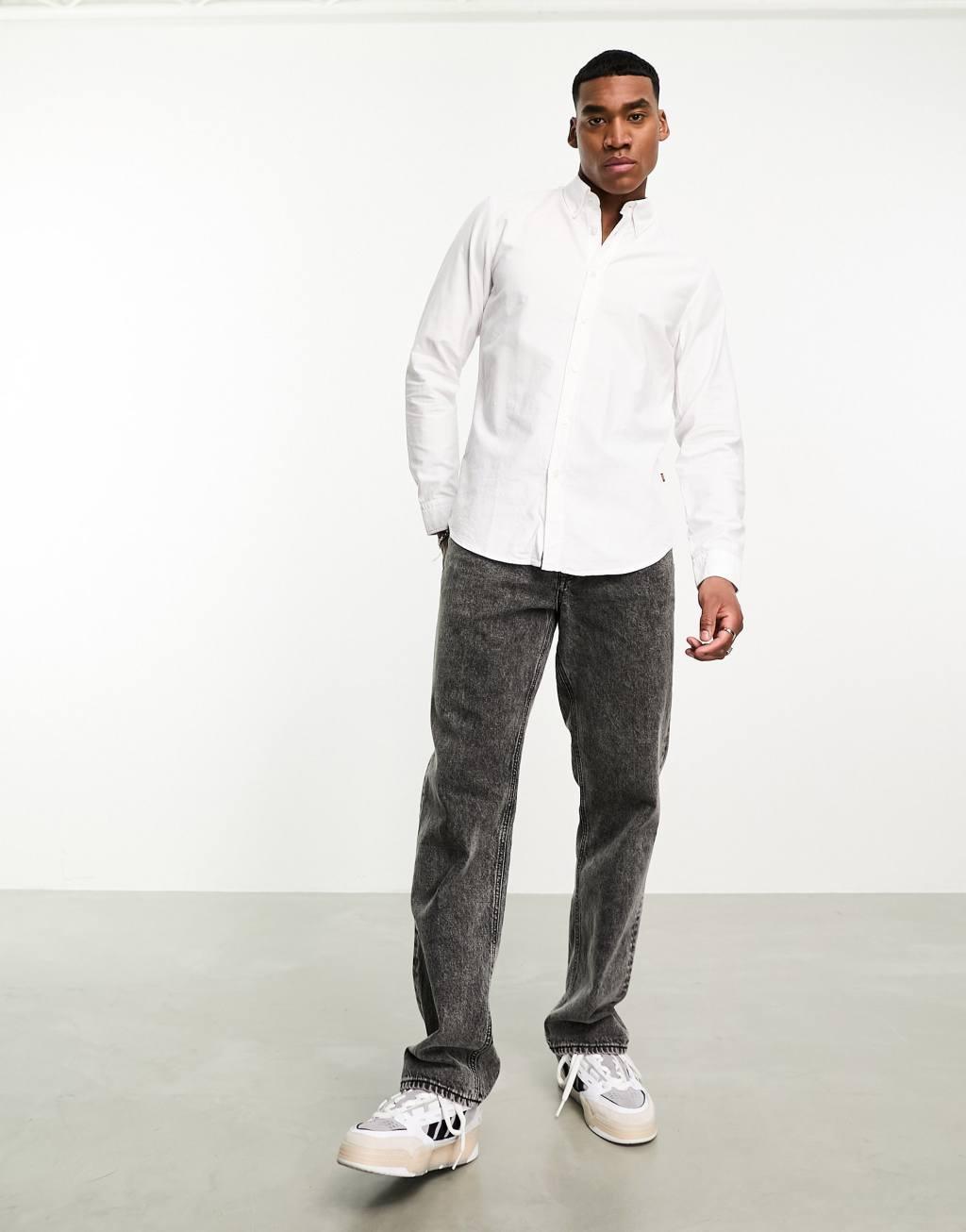 BOSS Orange Rickert regular fit long sleeve shirt in white Product Image