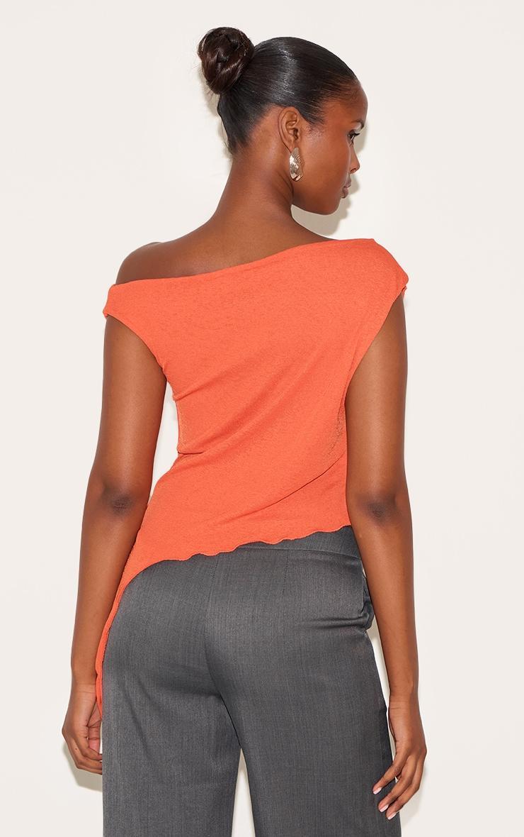 Paprika Burnout Mesh Asymmetric Long Top Product Image