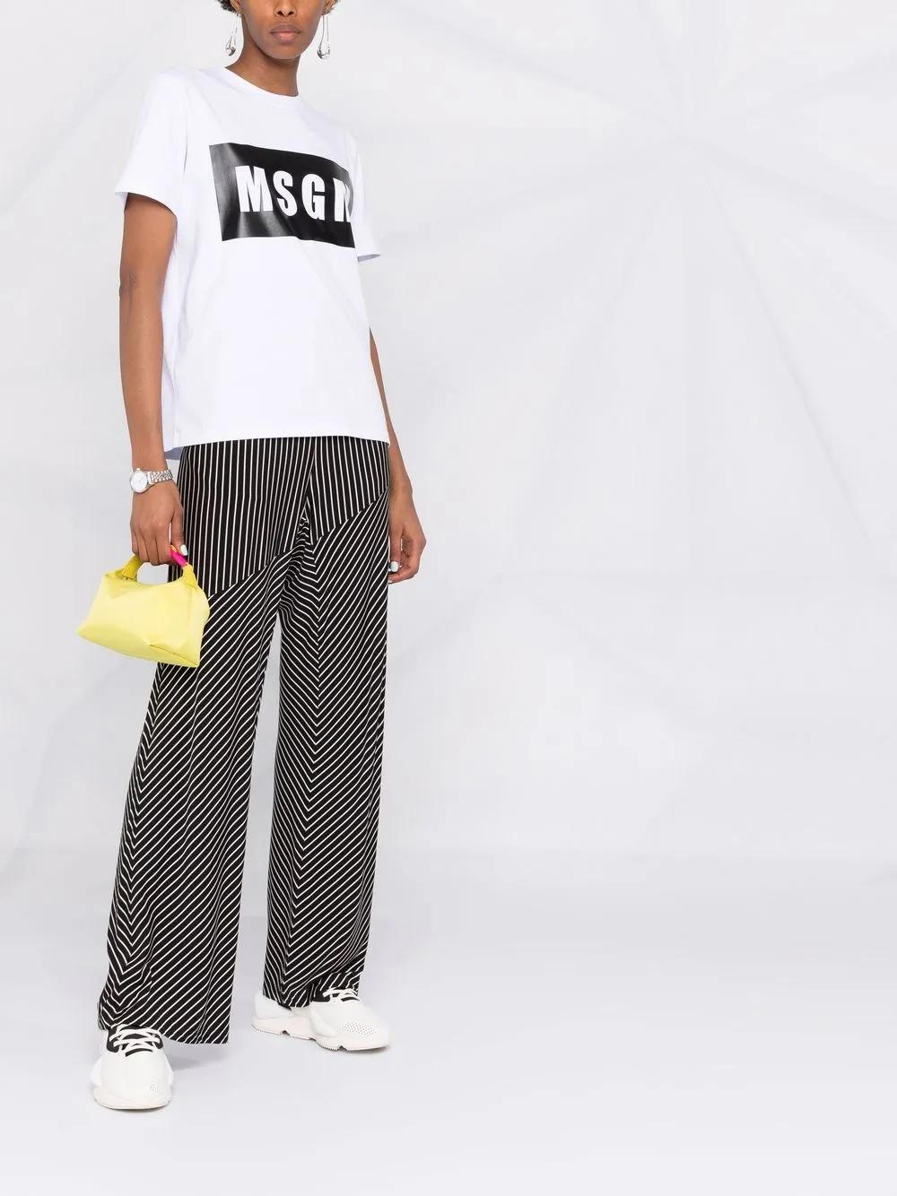 MSGM Logo Print Crewneck T-shirt In White Product Image