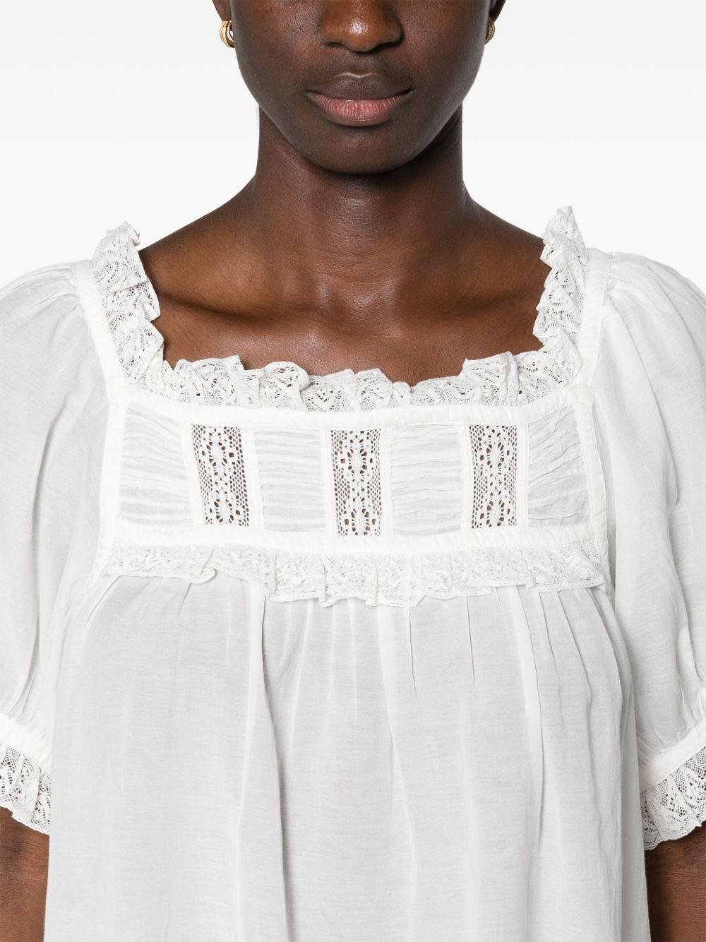 lace-detailed puff-sleeve blouse Product Image