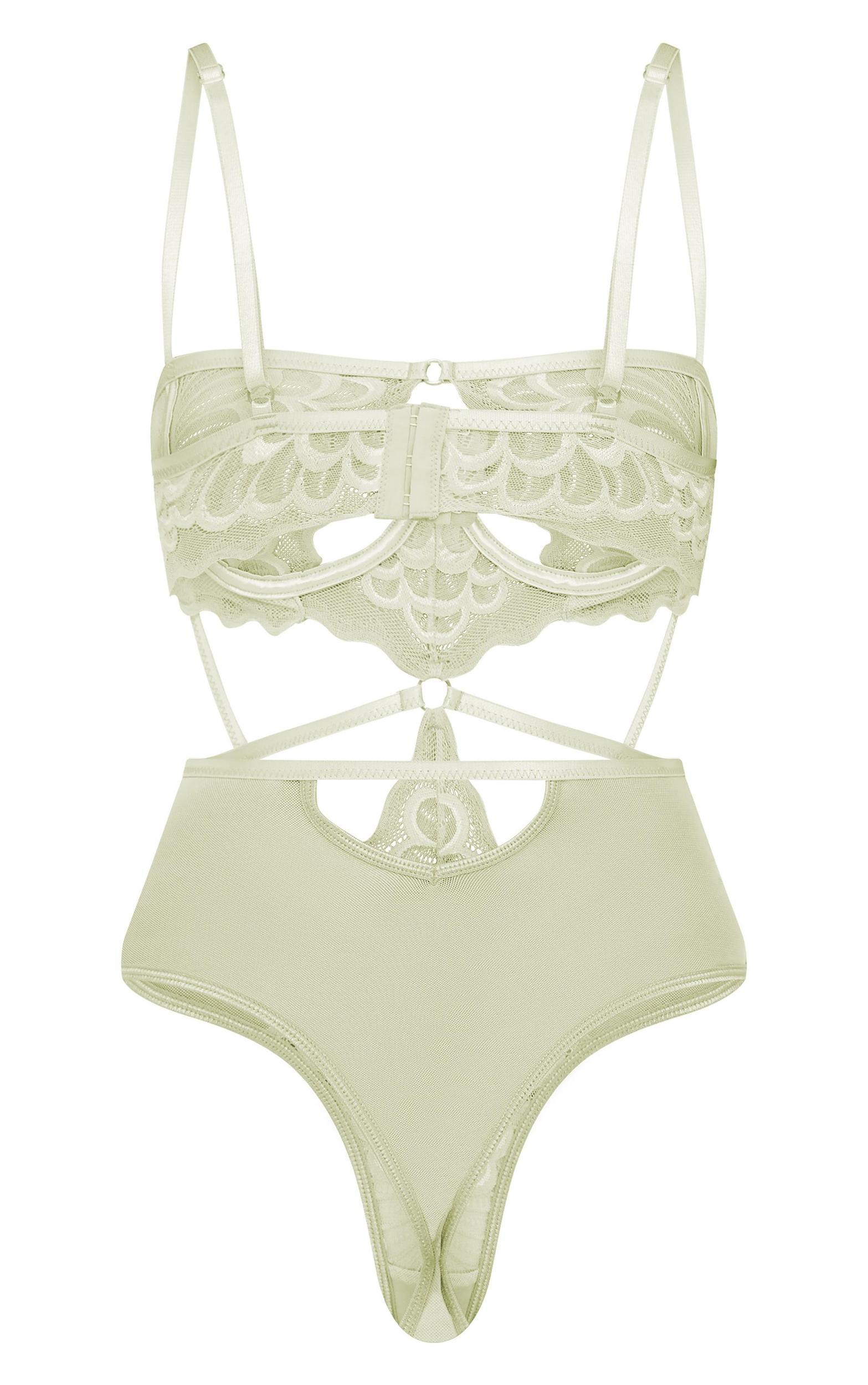 Sage Green Underwired Cut Out Lace Bodysuit Product Image
