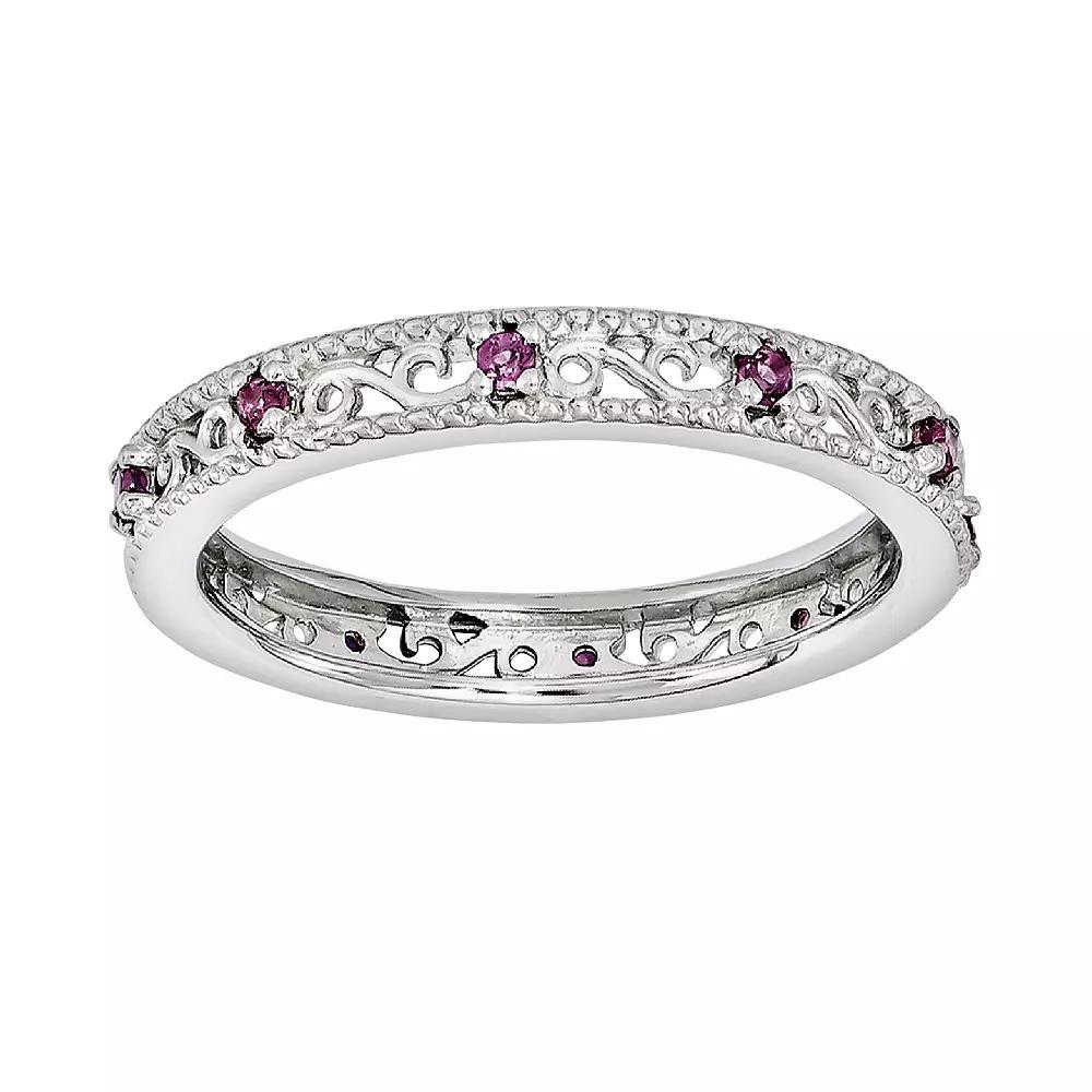 Stacks & Stones Sterling Silver Rhodolite Garnet Stack Ring, Women's, Size: 5, Red Product Image