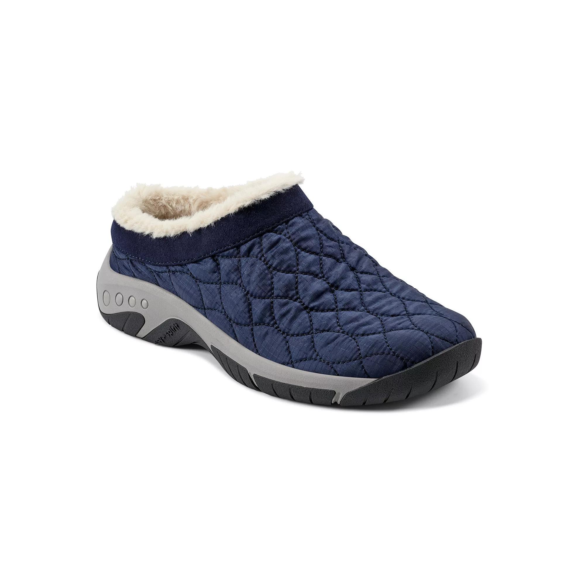 Easy Spirit Wimmy Faux-Fur Trim Women's Slip-On Mules, Size: 9.5 Wide, Dark Blue Product Image