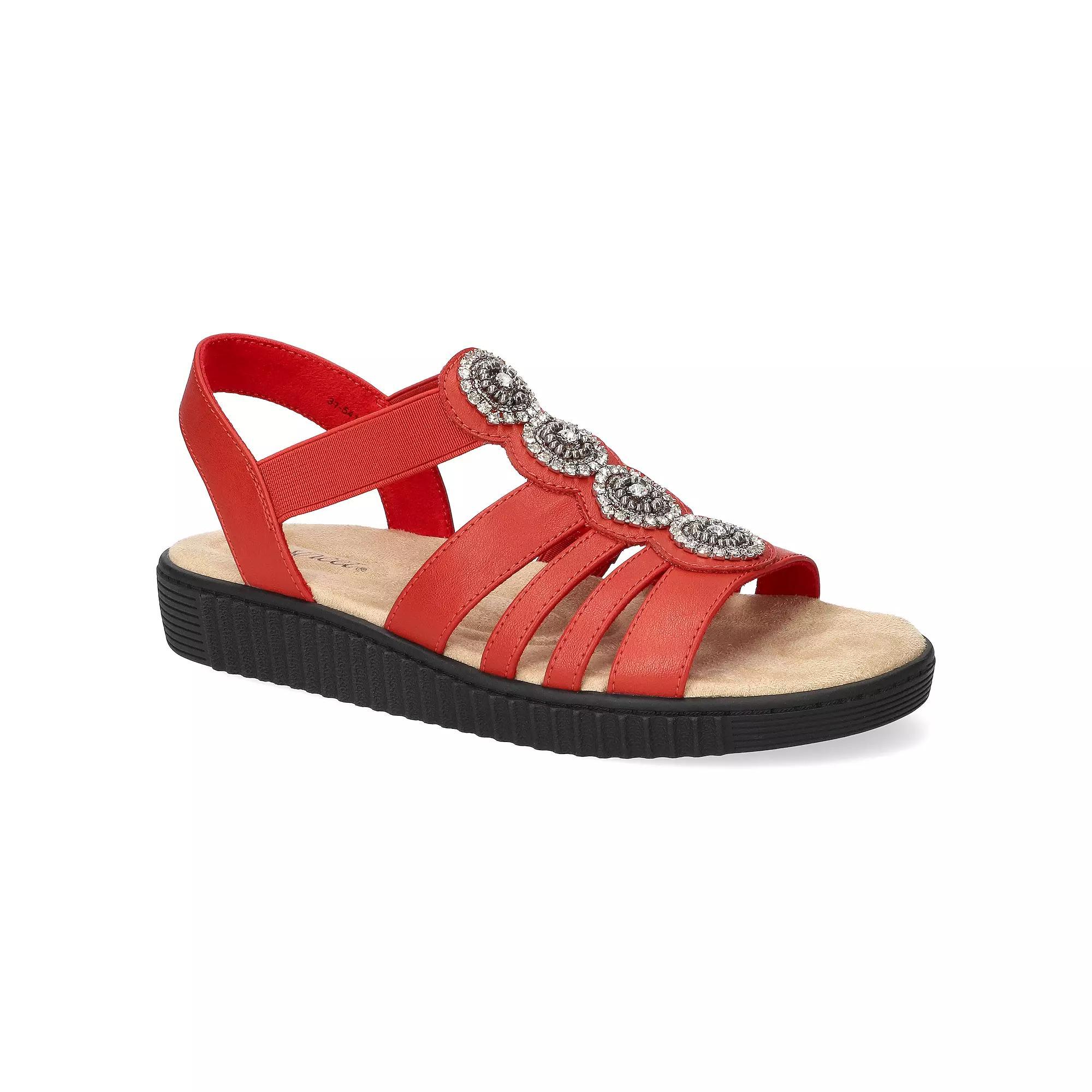 Easy Street Samira Women's Ornamented Platform Sandals, Size: 9.5 XW, Red Product Image