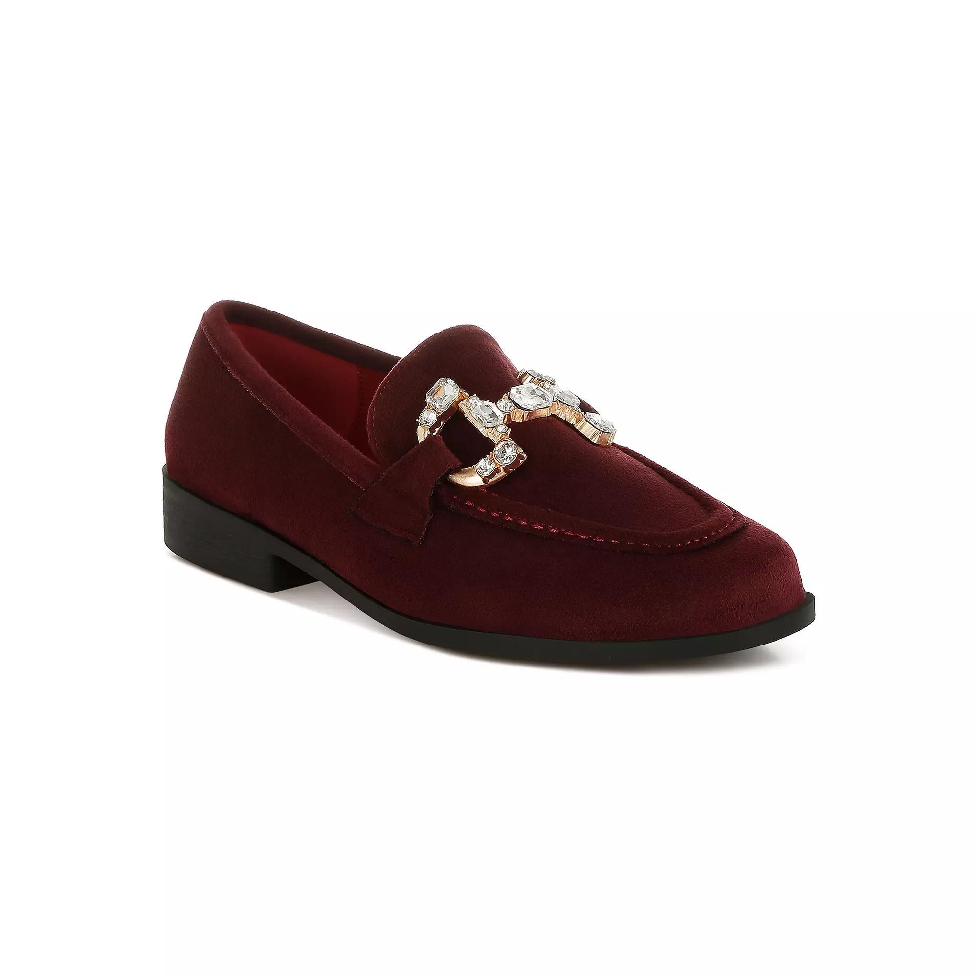 Rag & Co Maestro Women's Chain Detail Loafers, Size: 6, Red Product Image
