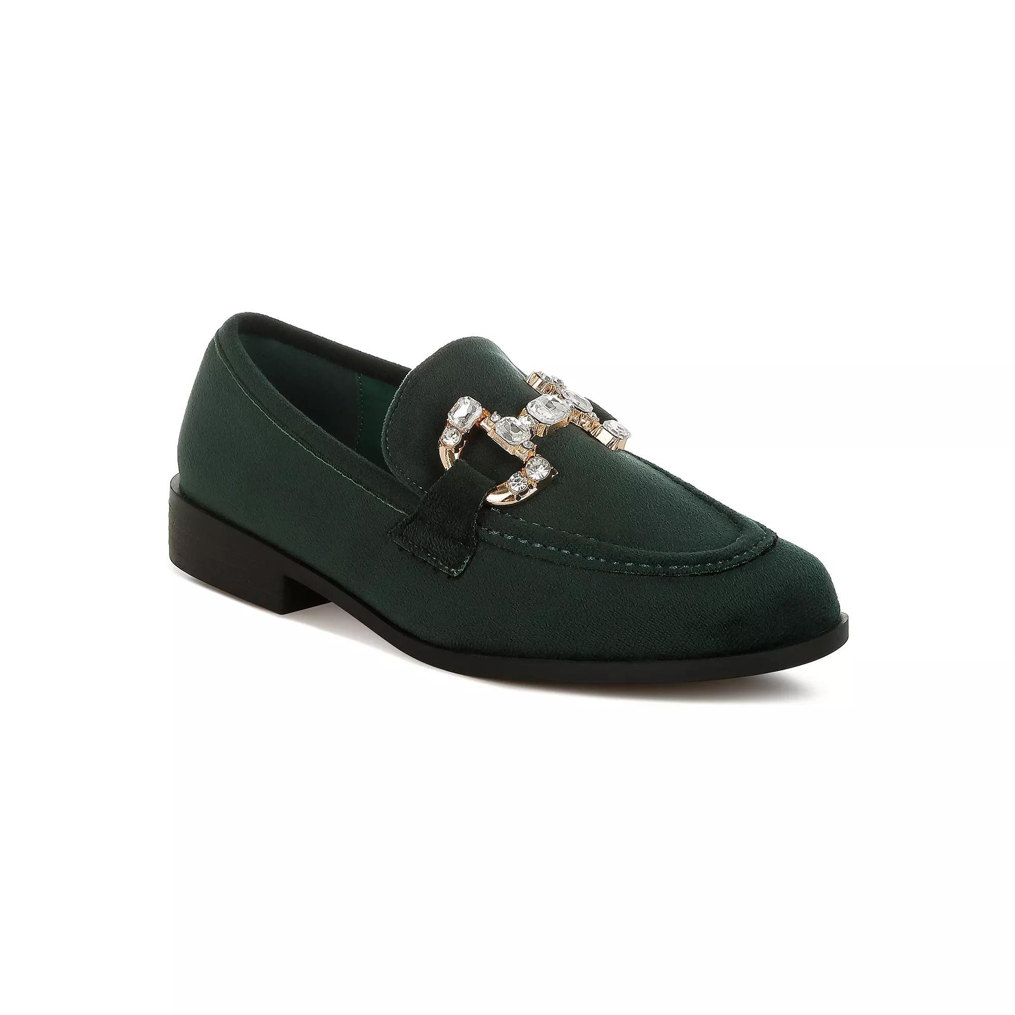 Rag & Co Maestro Women's Chain Detail Loafers, Size: 5, Green Product Image