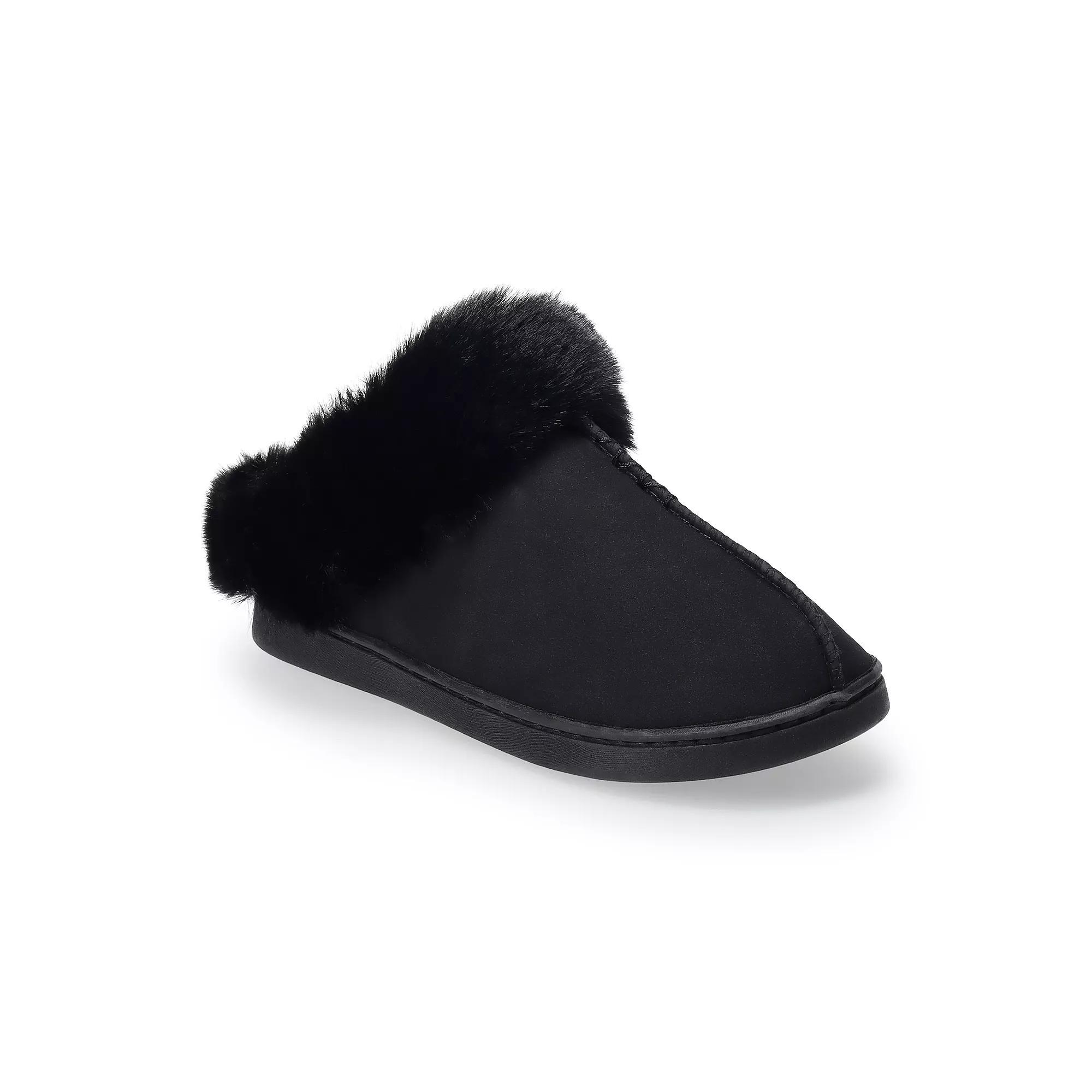 LC Lauren Conrad Allis Faux Fur Cuff Clog Women's Slippers, Size: Medium, Black Product Image