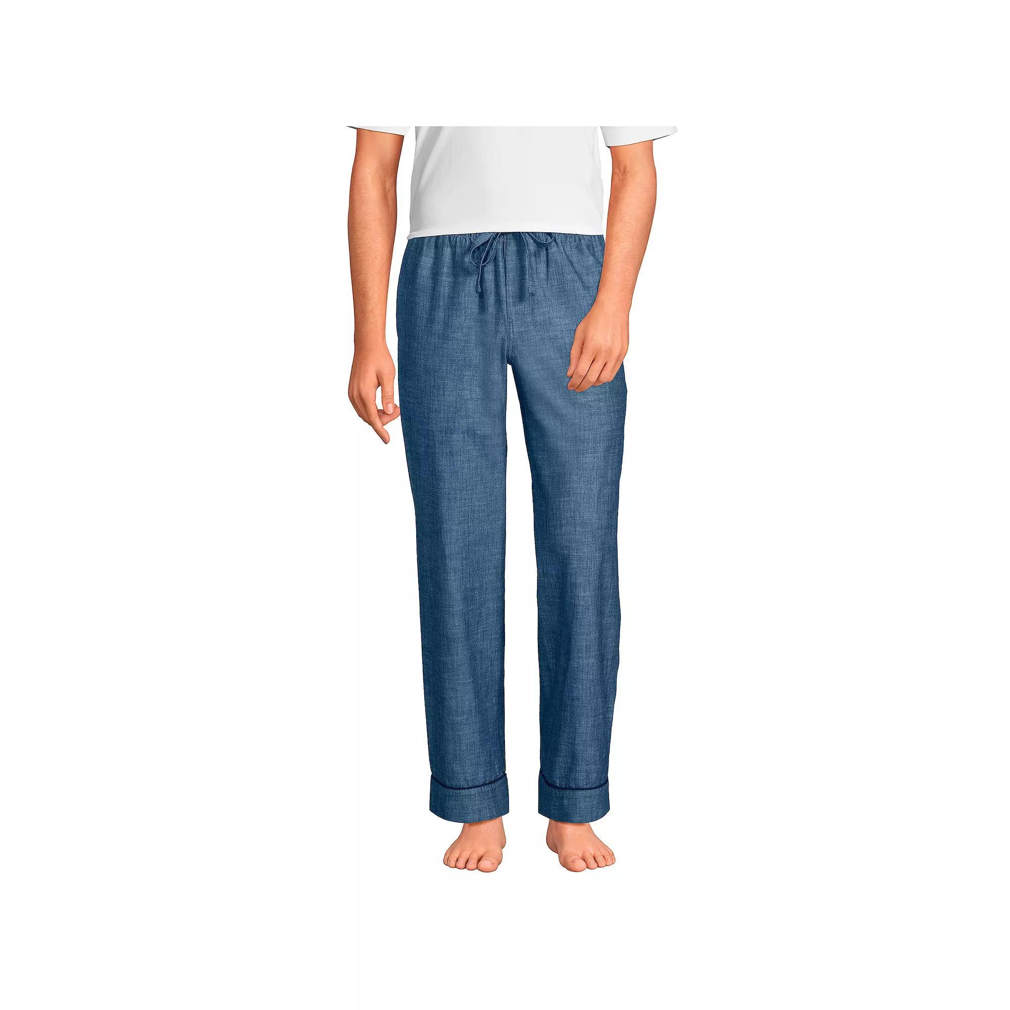 Men's Lands' End Essential Pajama Pants, Size: Medium, Gray Mist Sails Product Image