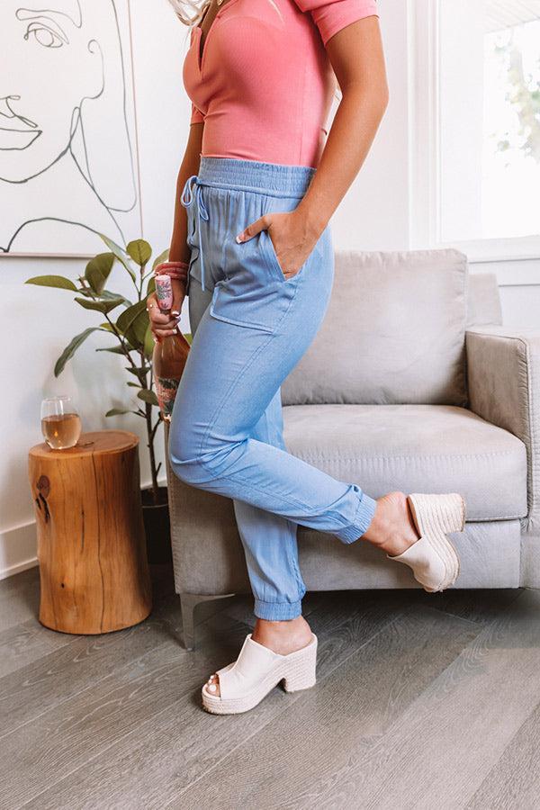 Broadcasting Live High Waist Joggers In Blue Product Image