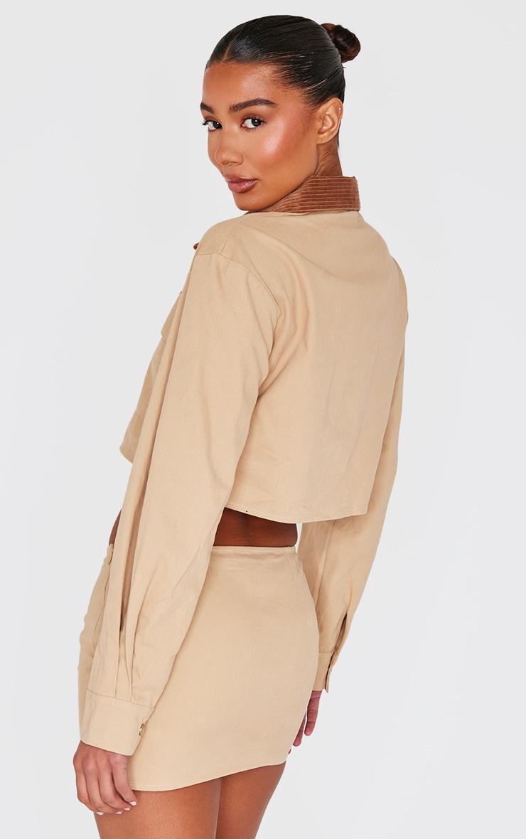 Beige Woven Cropped Cargo Jacket Product Image