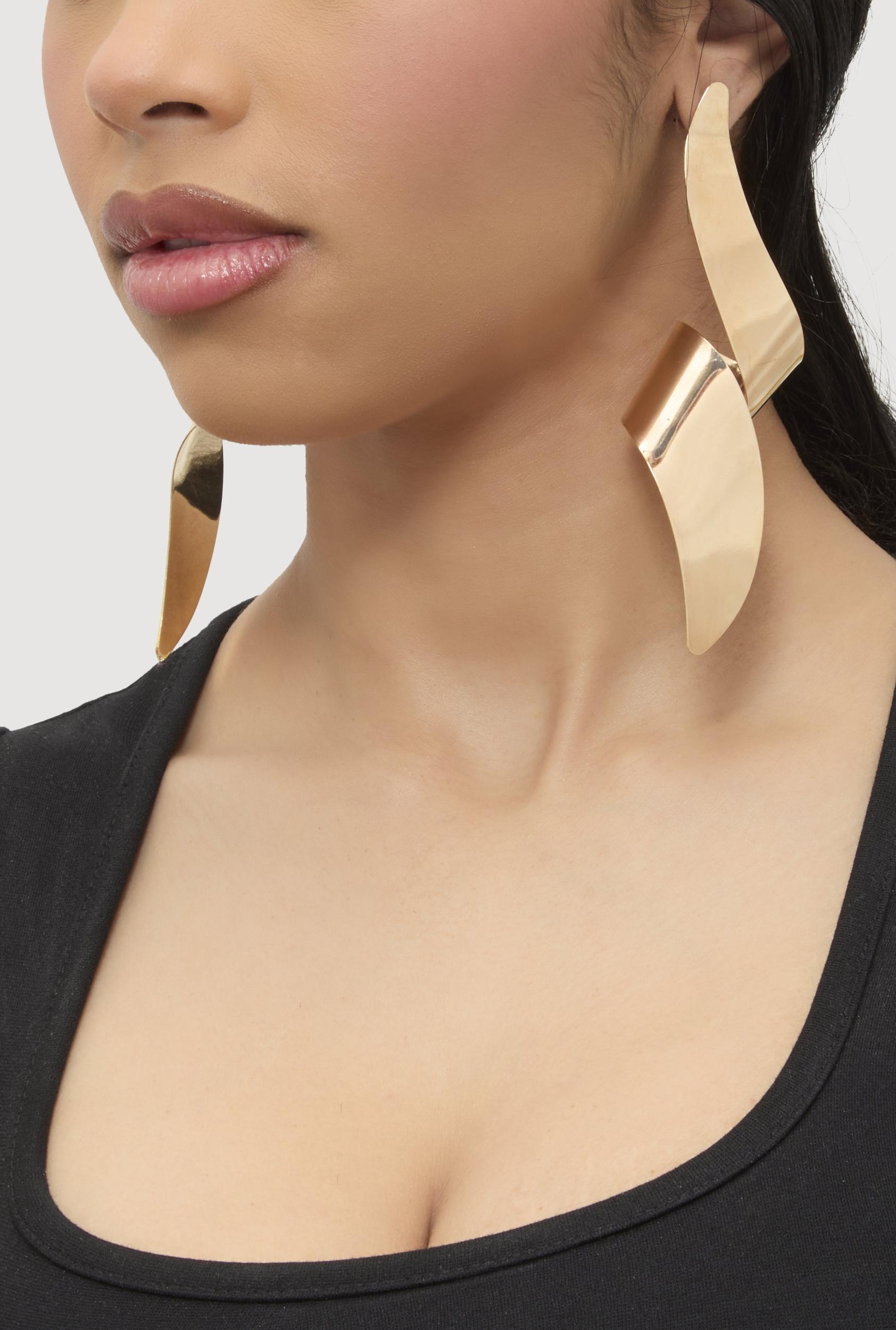 Abstract Rhinestone Studded Hoop Earrings Female Product Image