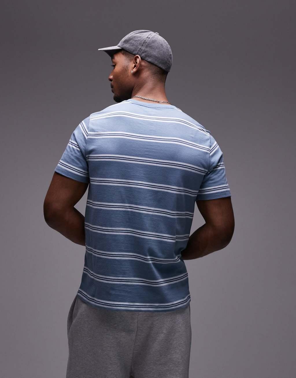 Levi's Original batwing logo stripe t-shirt in mid blue Product Image