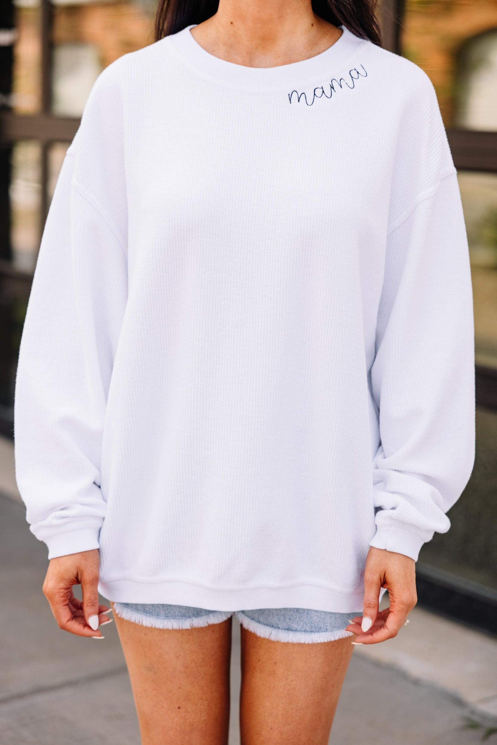 Mama White Corded Embroidered Sweatshirt Female Product Image