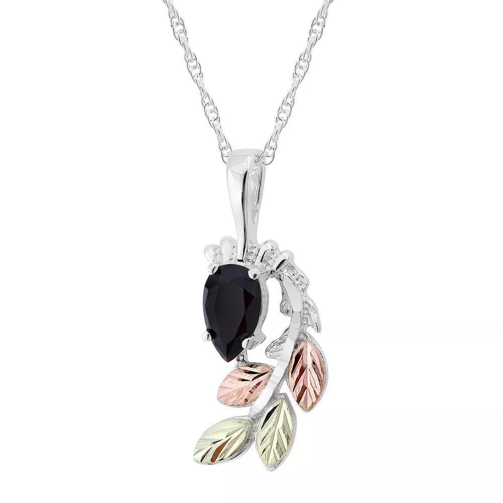 Black Hills Gold Tri-Tone Onyx Pendant Necklace in Sterling Silver, Women's, Size: 18" Product Image