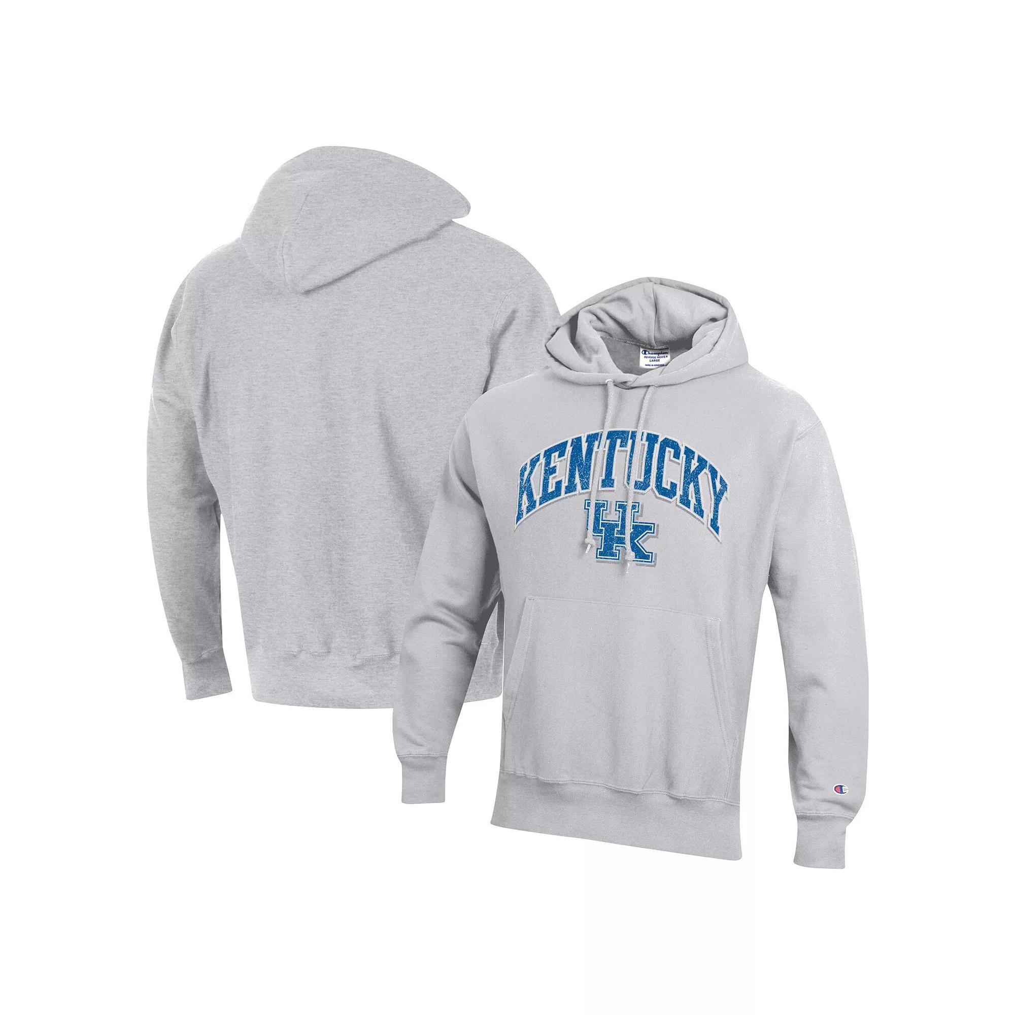 Men's Champion Heather Gray Kentucky Wildcats Vault Late Night Reverse Weave Pullover Hoodie, Size: Small, Grey Product Image