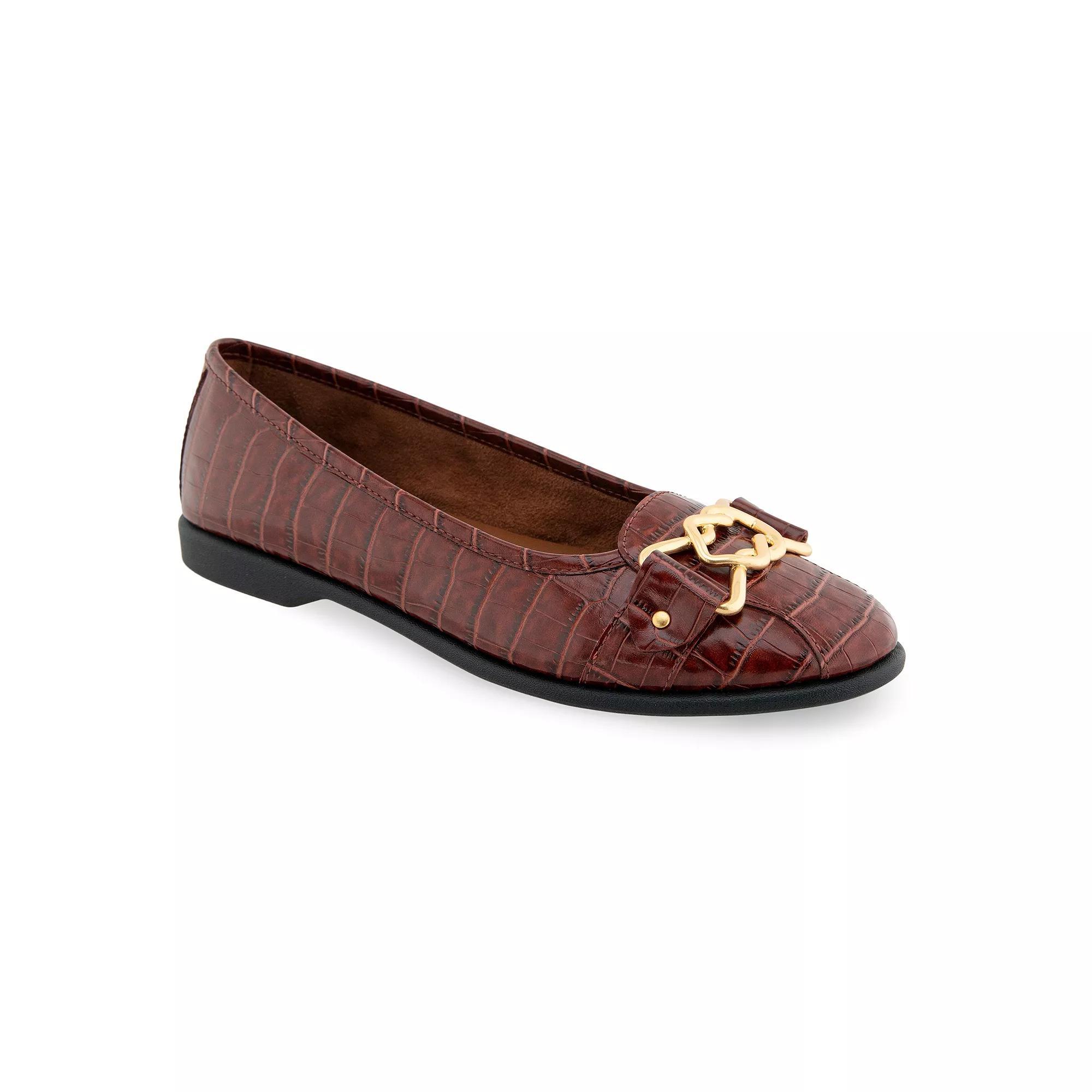 Aerosoles Bia Women's Leather Ballet Flats, Size: 7 Wide, Clay Croco Faux Leathe Product Image