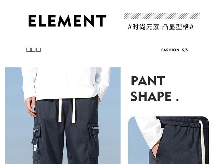 High Waist Plain Wide Leg Cargo Pants Product Image