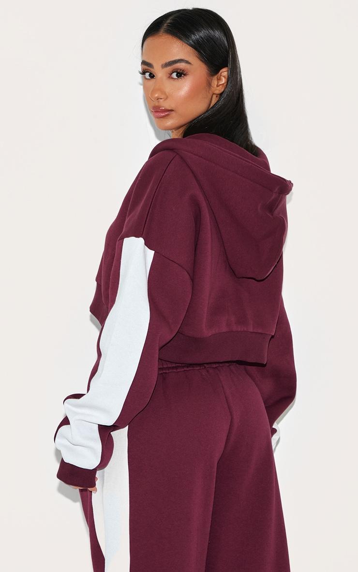 Petite Burgundy Stripe Detail Zip Up Hoodie Product Image