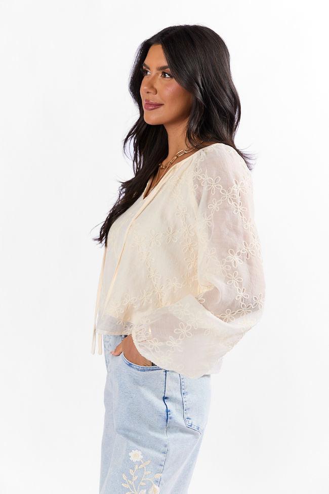 Face The Music Cream Embroidered Blouse FINAL SALE Product Image