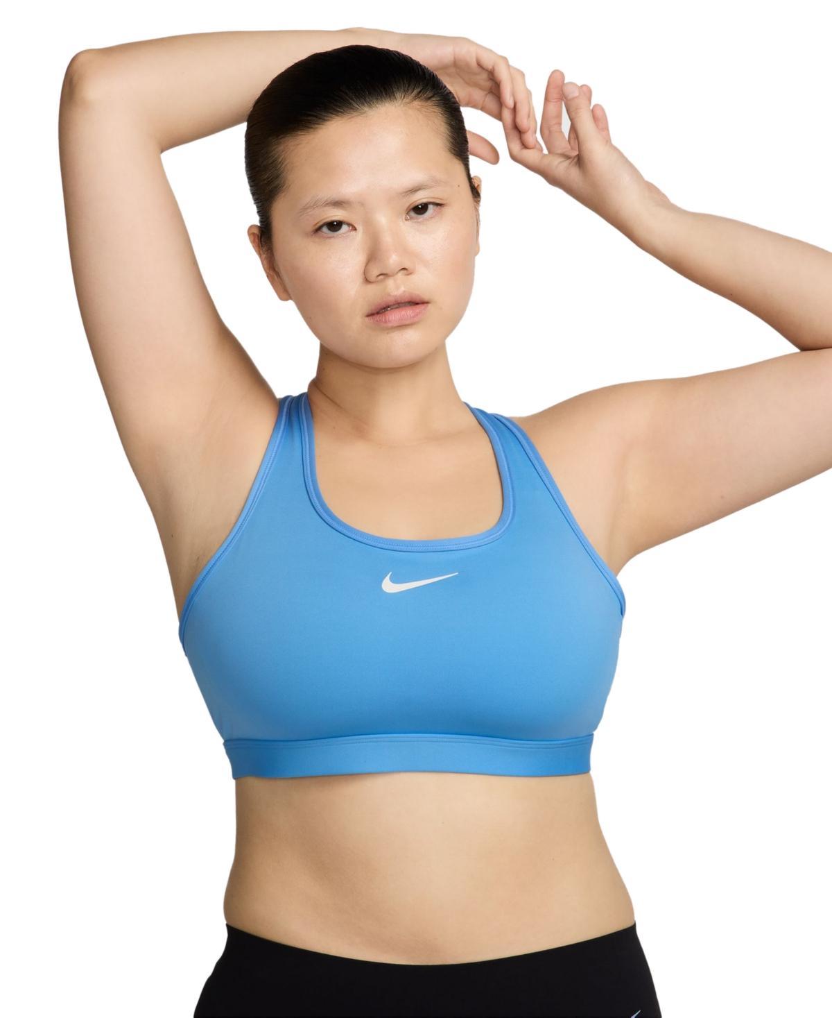 Nike Women's Swoosh Medium Support Sports Bra in White/White Size 2XL 100% Polyester/Spandex Product Image