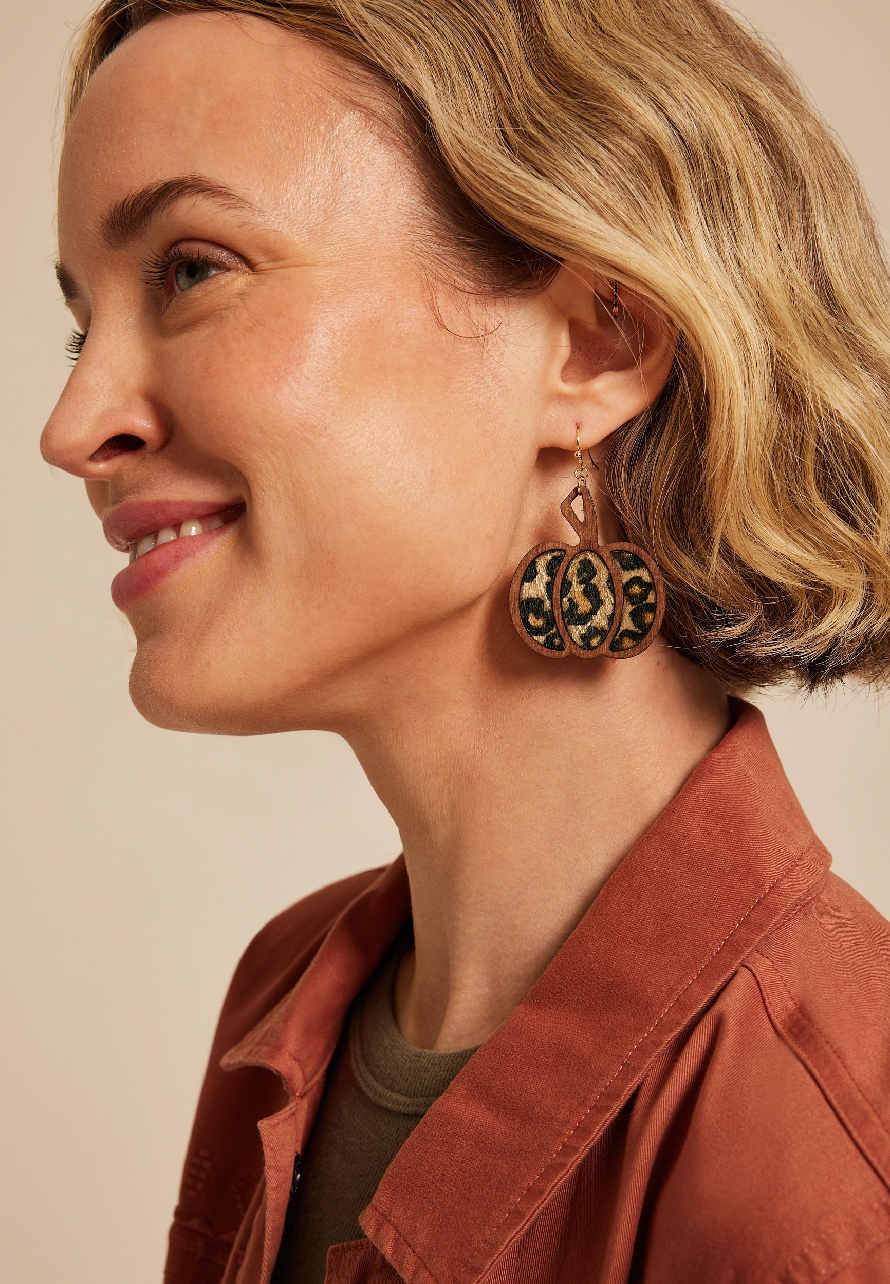 Leopard Pumpkin Drop Earrings Product Image