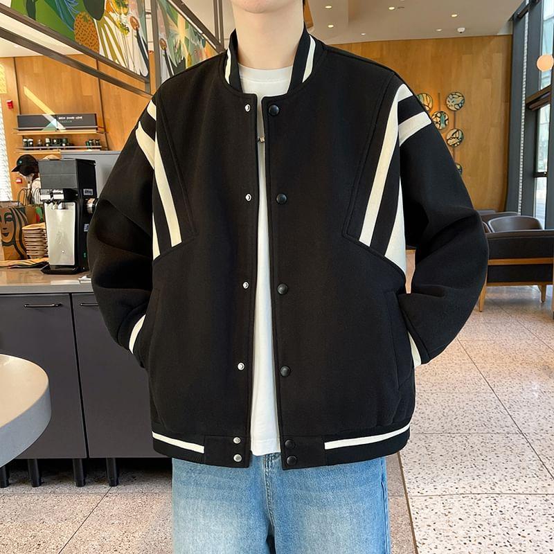 Long-Sleeve Striped Baseball Jacket Product Image