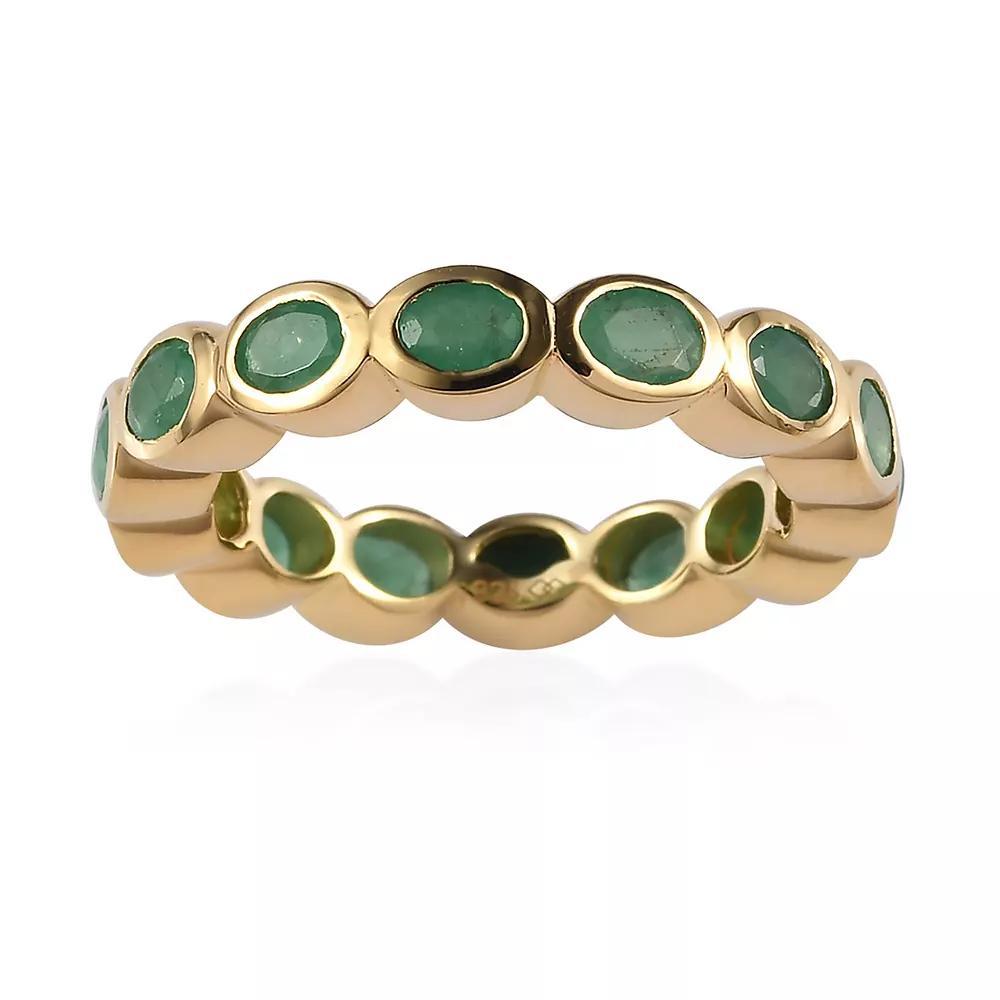 14k Gold Over Silver Natural Emerald Eternity Ring, Women's, Size: 7, Green Product Image