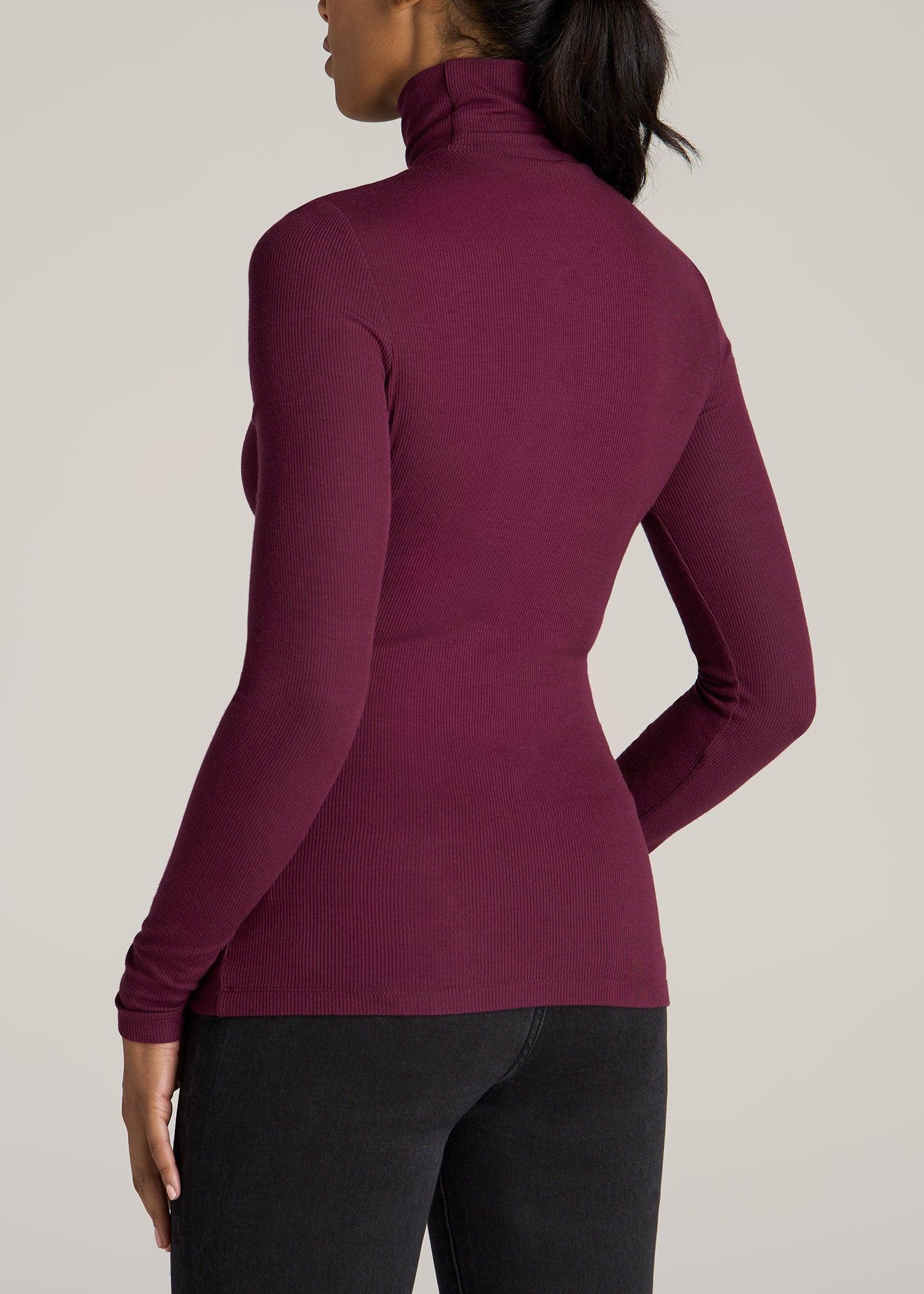 Tall Women's FITTED Long Sleeve Ribbed Turtleneck Tee in Elderberry Product Image