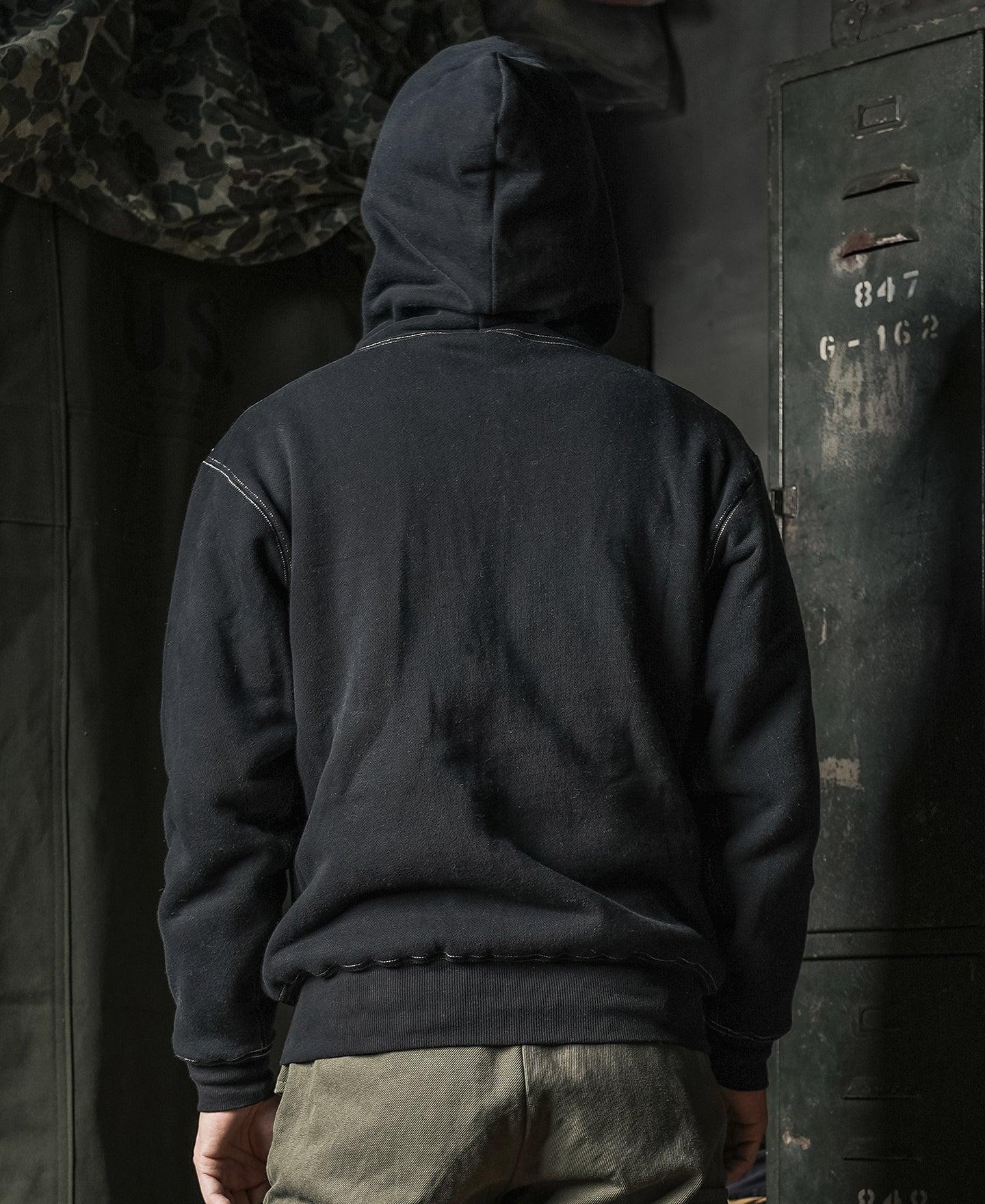 1950s Wind Shield Full-Zip Thermal Hoodie - Black Product Image