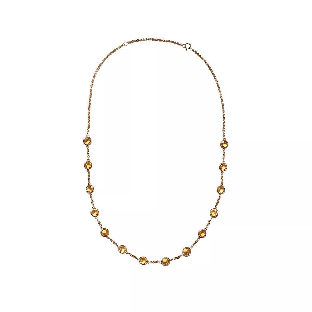 Jewelexcess 14k Gold Over Silver Citrine Station Necklace, Women's, Gold Tone Product Image