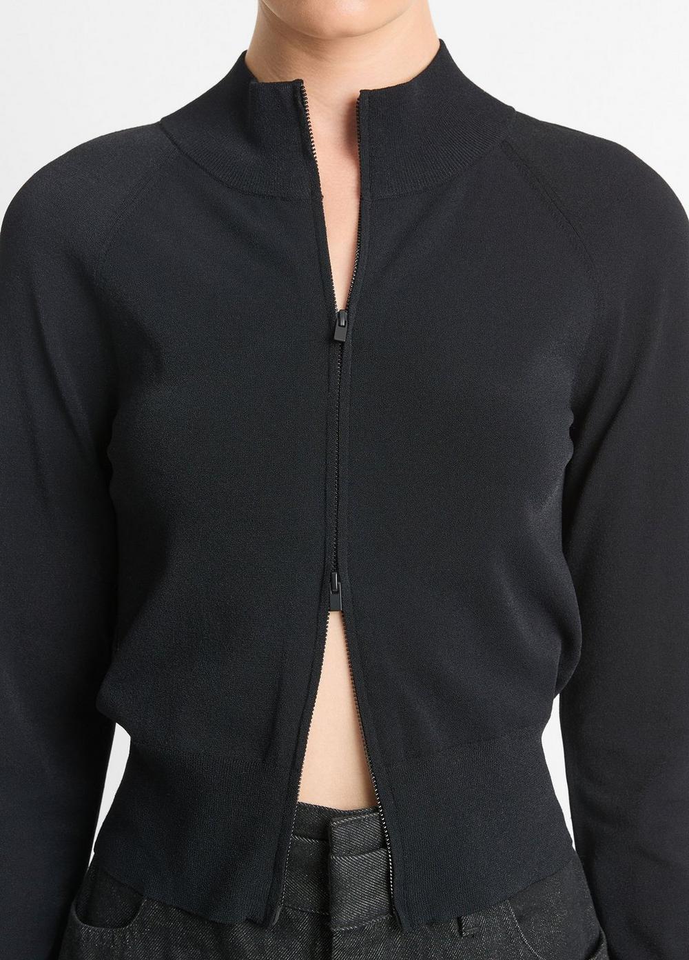 Womens Italian Knit Raglan Cardigan Jacket, Black, Size XXS Vince Product Image