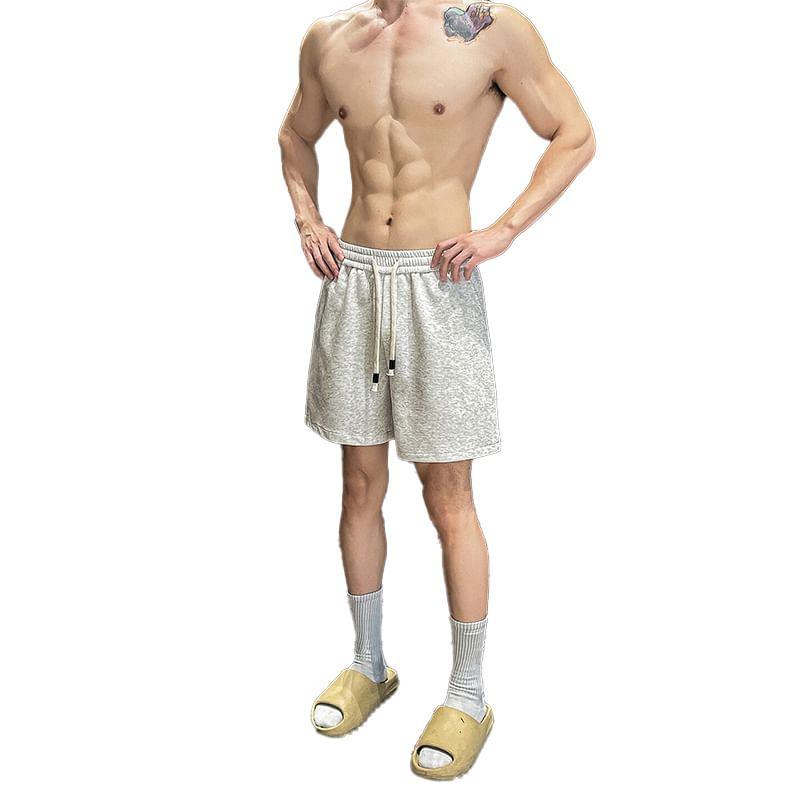 Drawstring Waist Plain Sweatshorts Product Image