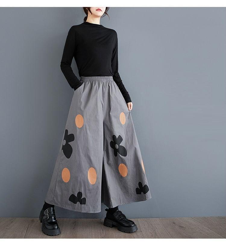 Elastic Waist Floral Cropped Culottes Product Image
