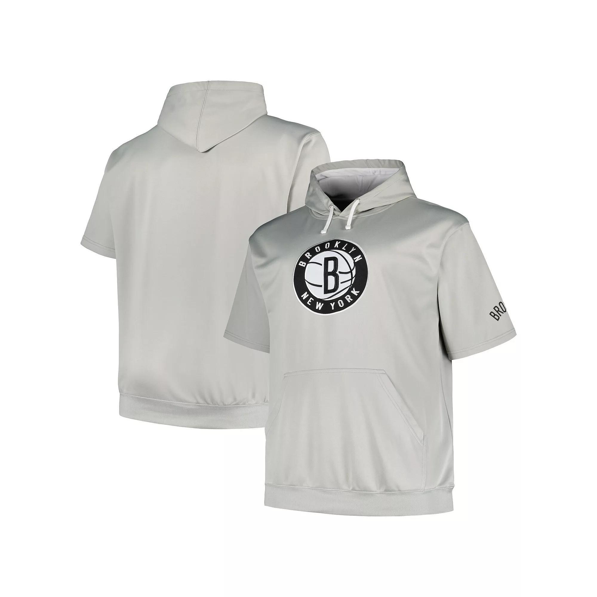 Men's Fanatics Branded Silver Brooklyn Nets Big & Tall Logo Pullover Hoodie, Size: 3XLT Product Image